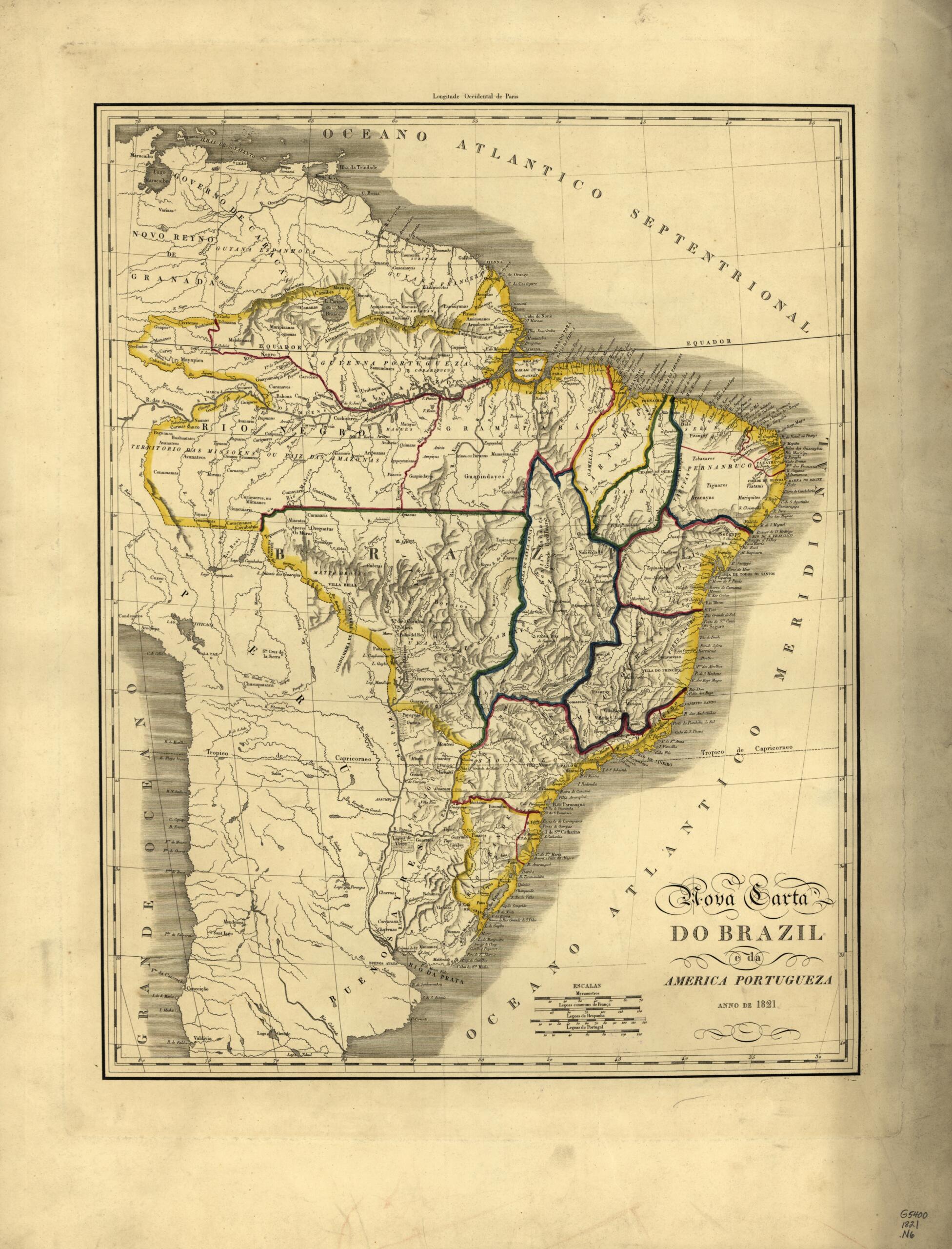 This old map of Nova Carta Do Brazil E Da America Portugueza, Anno De from 1821 was created by in 1821
