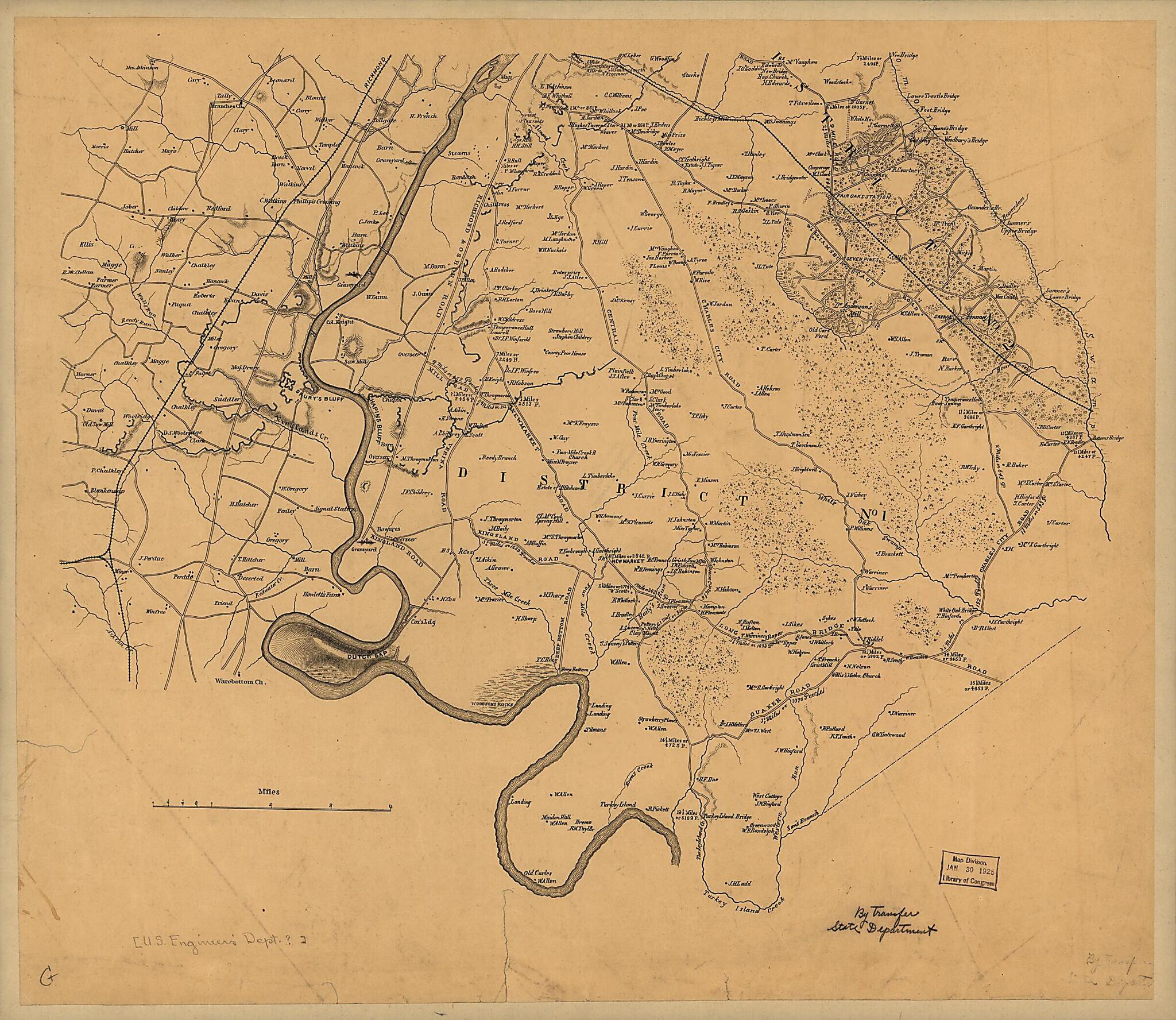 This old map of Miscellaneous Lithographed Proof Sheets of Areas In Virginia : Field Surveys Compiled and Printed by the Engineer Department, Army of the Potomac from 1863 was created by J. F. Gedney, United States. Army of the Potomac. Engineer Departm
