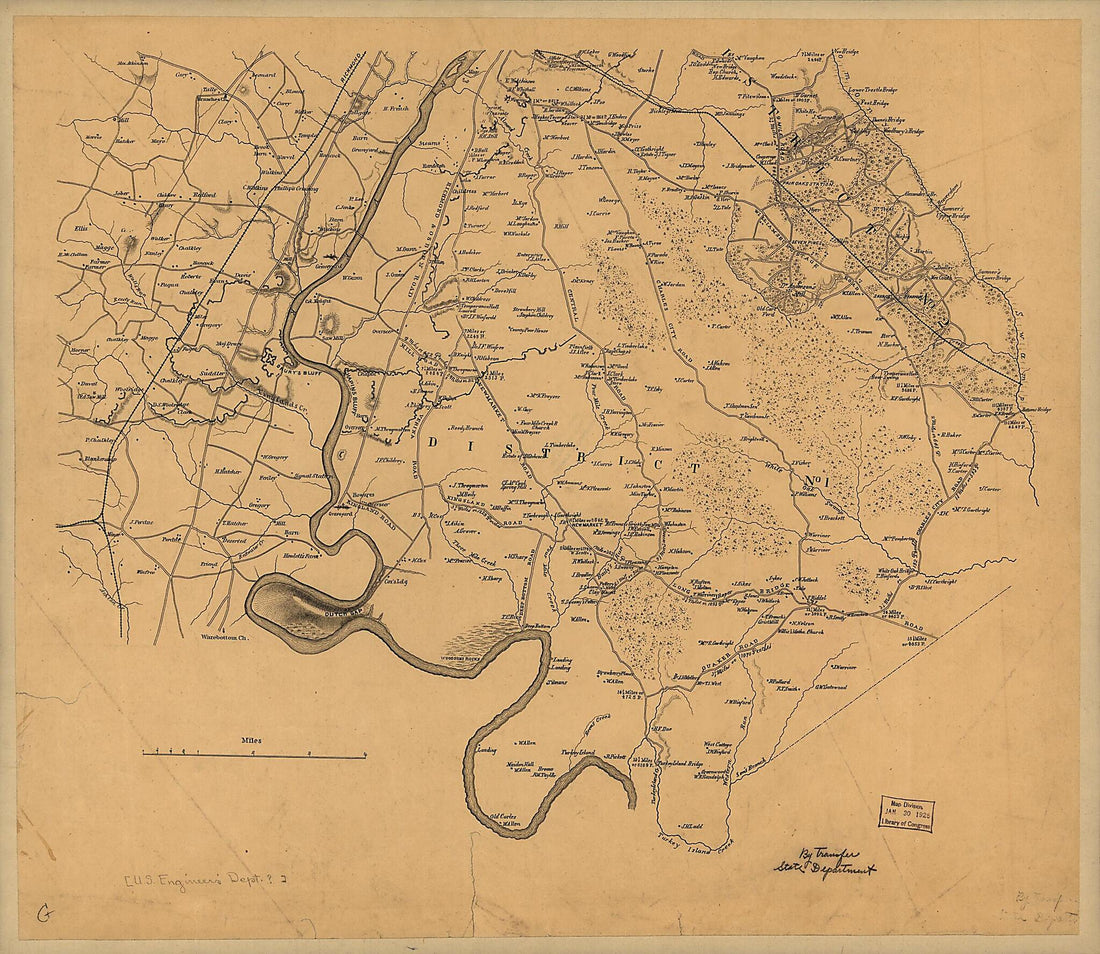 This old map of Miscellaneous Lithographed Proof Sheets of Areas In Virginia : Field Surveys Compiled and Printed by the Engineer Department, Army of the Potomac from 1863 was created by J. F. Gedney, United States. Army of the Potomac. Engineer Departm