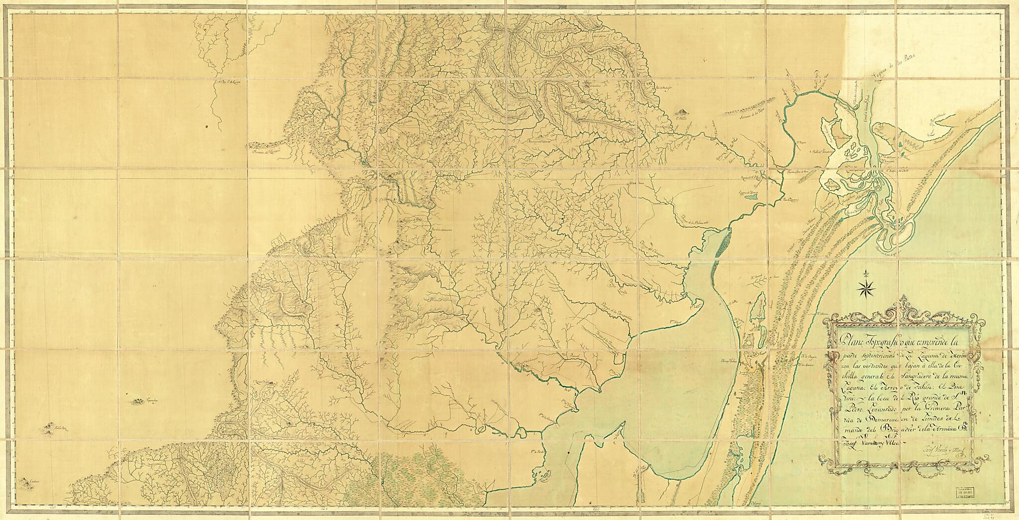 This old map of Plano Topografico Que Comprende La Parte Septentrional De La Laguna De Merin Con Las Vertientes Que Bajan a Ella De La Cuchilla General, El Sangradero De La Misma Laguna, El Arroyo De Fahin, El Piratini Y La Boca Del Rio Grande De Sn. Ped