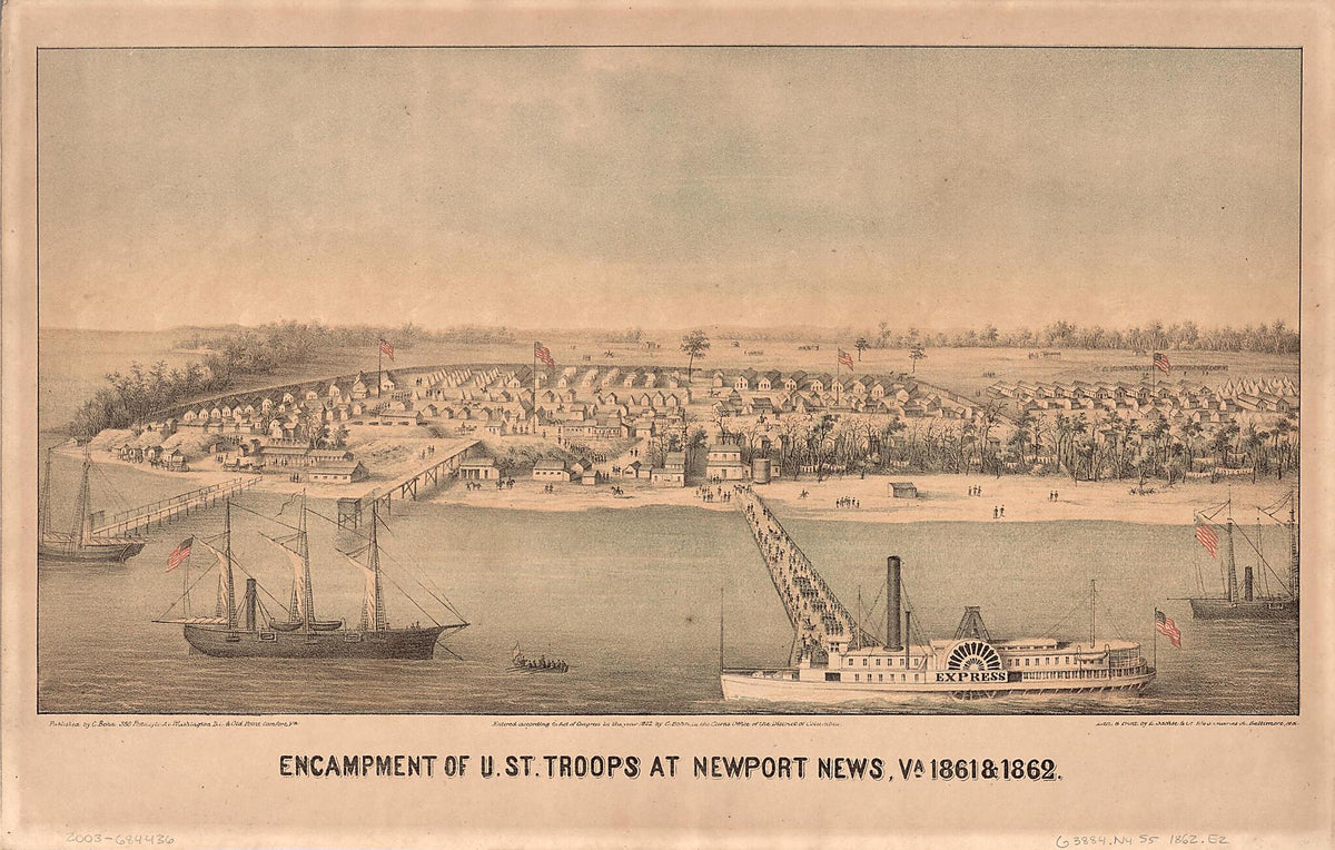 Encampment of U.St. Troops at Newport News, Va., 1861 & 1862 (Encampment of United States Troops at Newport News, Va., 1861 & 1862, Encampment of U.S. Troops at Newport News, Va., 1861 & 1862) by Relic Map Company