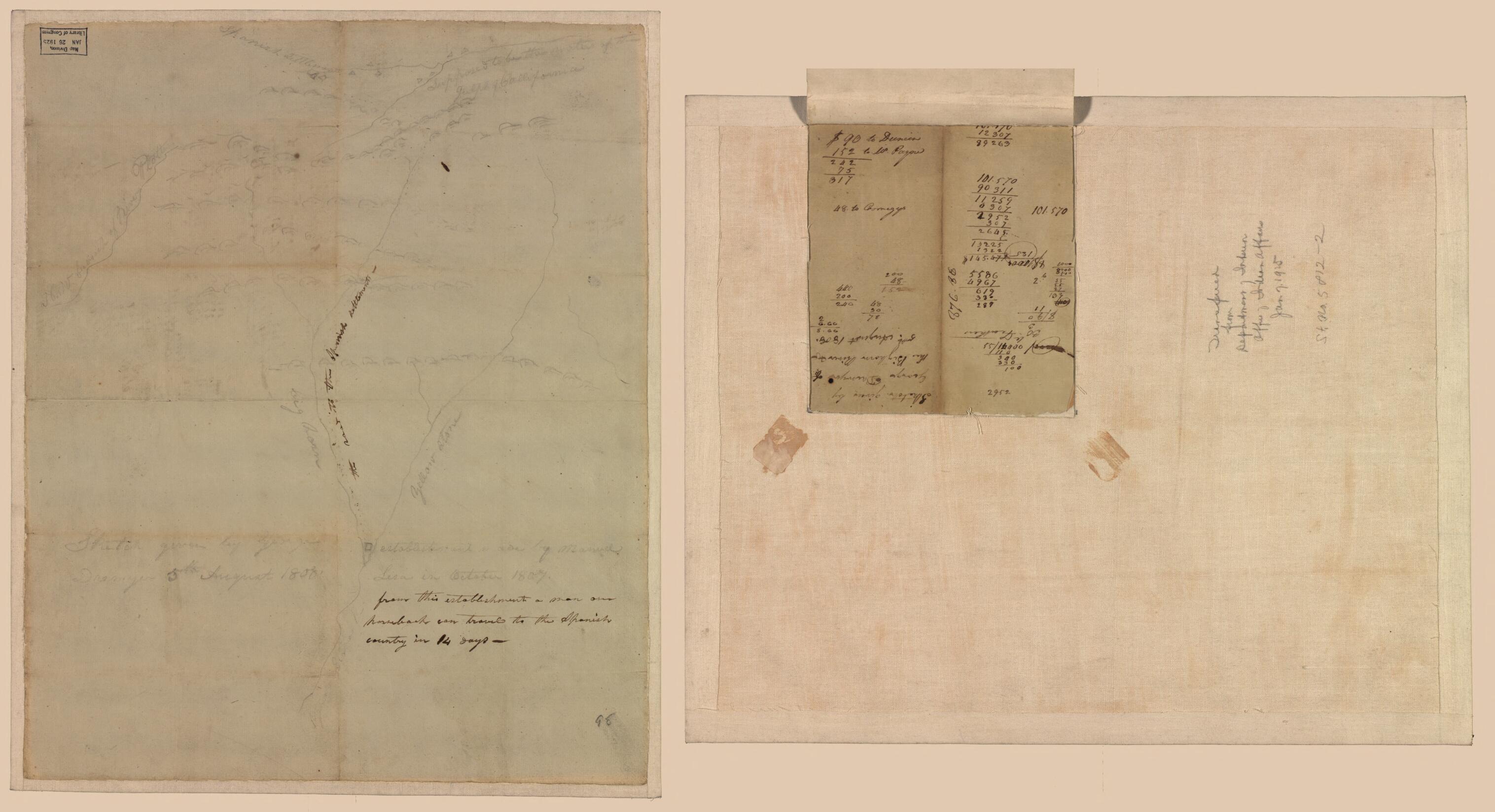 This old map of Sketch Given by George Drewyer, 5th August from 1808 : Bighorn River, Wyoming and Montana. (Sketch Given by George Drewyer of the Bighorn River, 5th August from 1808) was created by George Drewyer in 1808