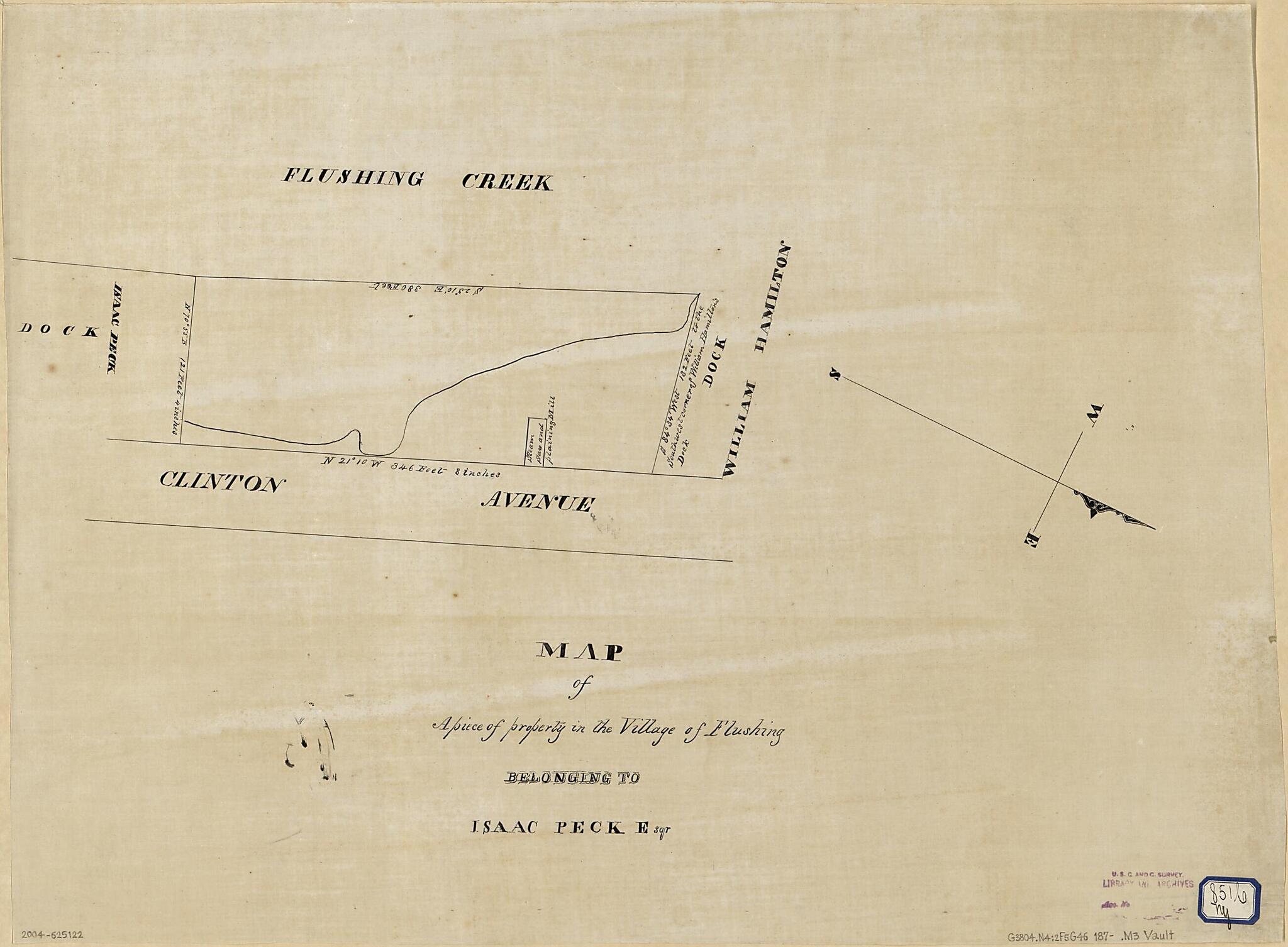 This old map of Map of a Piece of Property In the Village of Flushing Belonging to Isaac Peck Esqr from 1870 was created by in 1870