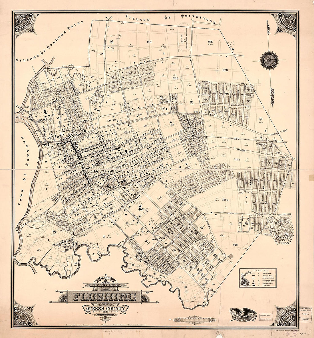 This old map of Map of the Village of Flushing, Queens County, New York : from 1894 was created by G. A. Roullier, Robert A. Welcke in 1894