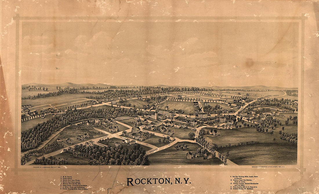 This old map of Rockton, New York from 1890 was created by Burleigh Litho, L. R. (Lucien R.) Burleigh in 1890
