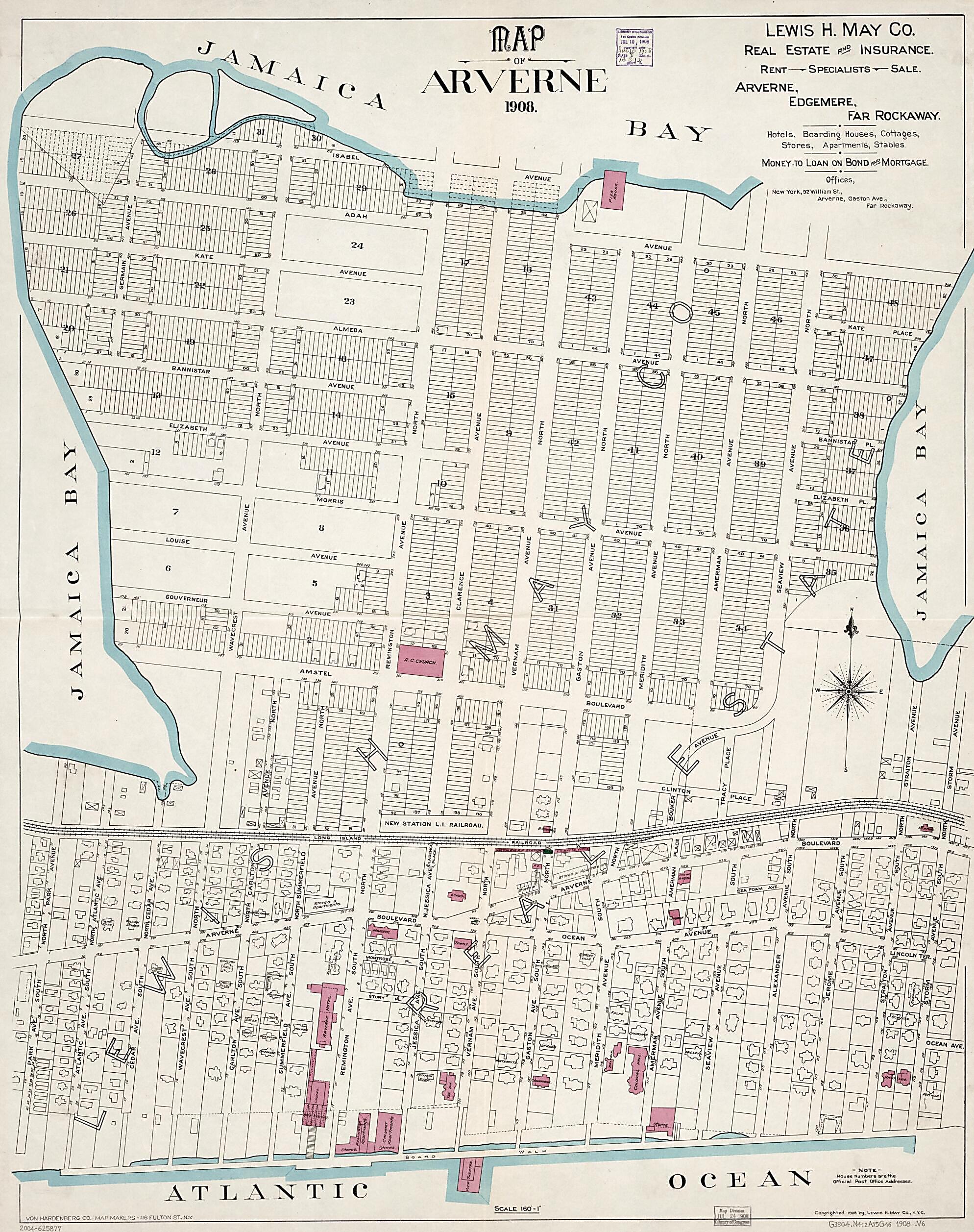 This old map of Map of Arverne : from 1908 was created by Lewis H. May Co, Von Hardenberg Co in 1908