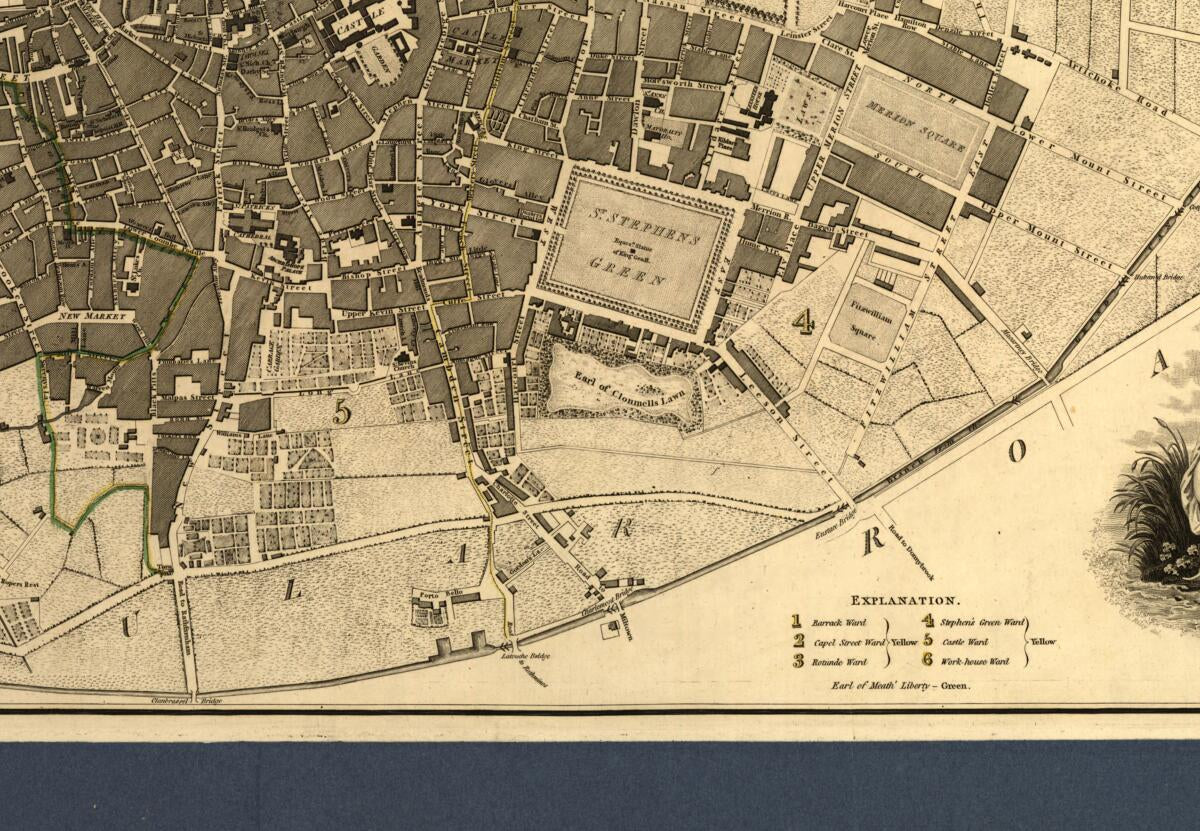 This old map of A Plan of the City of Dublin : As Surveyed for the Use of the Divisional Justices to Which Have Been Added Plans of the Canal Harbour and Its Junction With the Grand Canal, the Royal Canal, and Every Projection and Alteration to the Prese