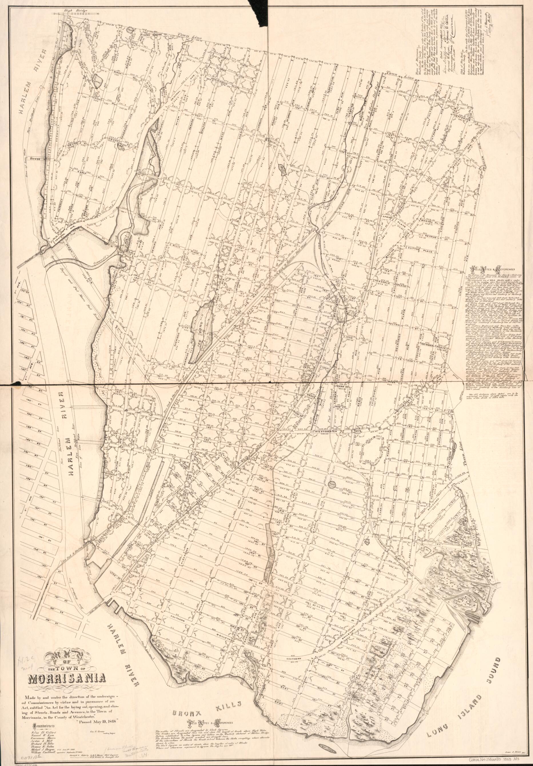 This old map of Map of the Town of Morrisania from 1868 was created by L. D. V. Mason, Morrisania (N.Y. : Town). Commissioners, Louis A. Risse in 1868