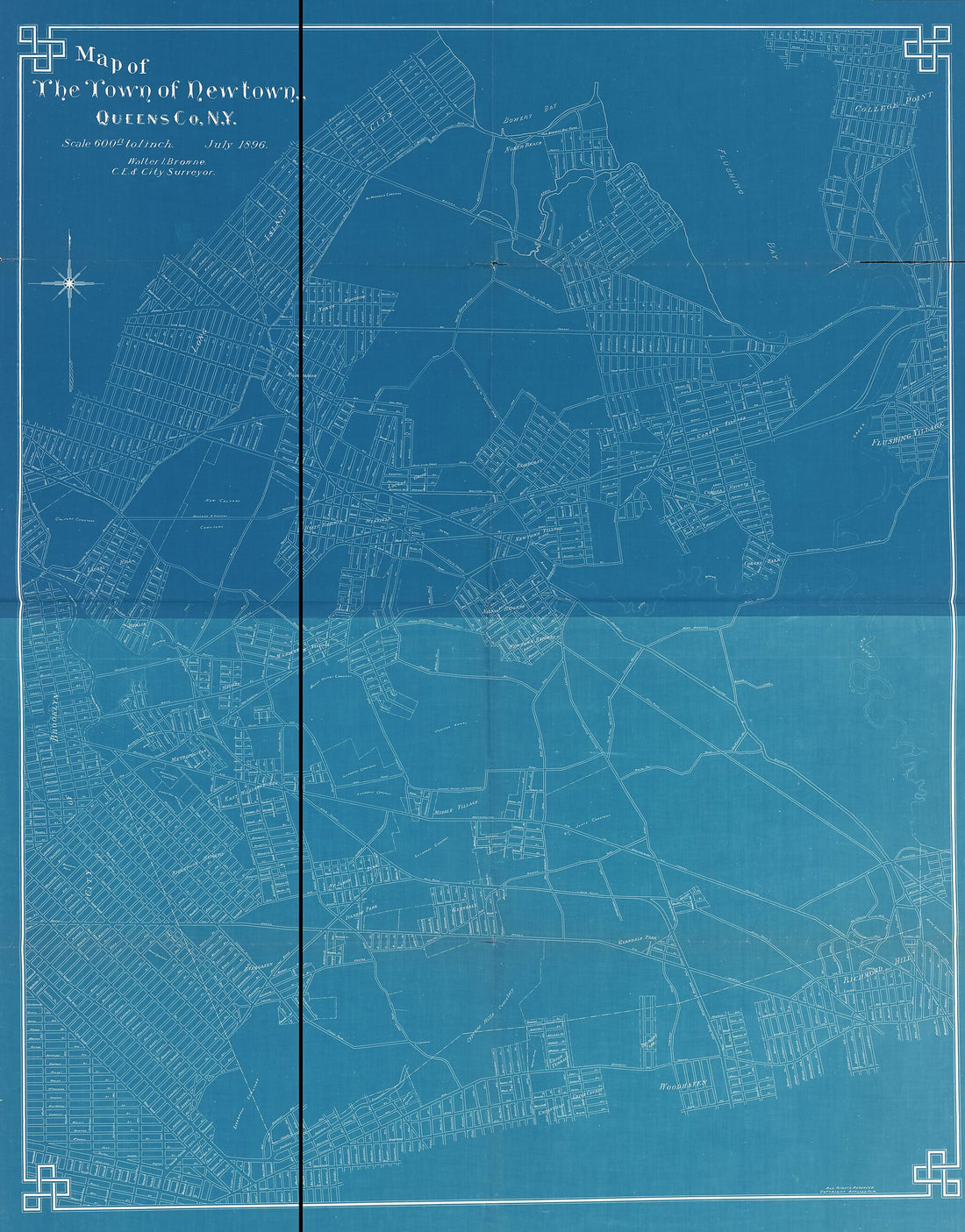 This old map of Map of the Town of Newtown, Queens County, New York from 1896 was created by Walter I. Browne in 1896