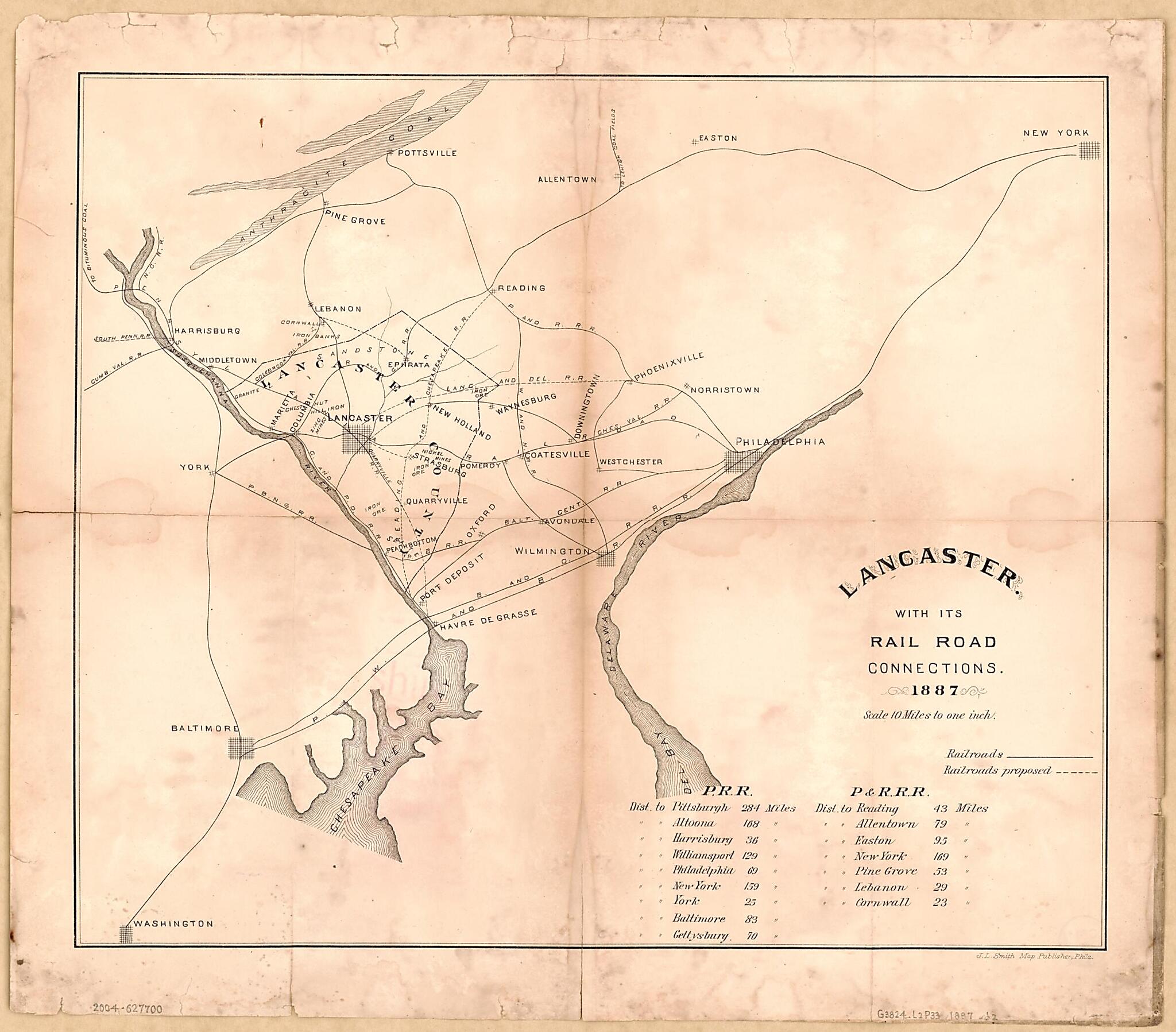 This old map of Lancaster, With Its Rail Road Connections : from 1887. (Lancaster, With Its Railroad Connections :) was created by J.L. Smith Co in 1887