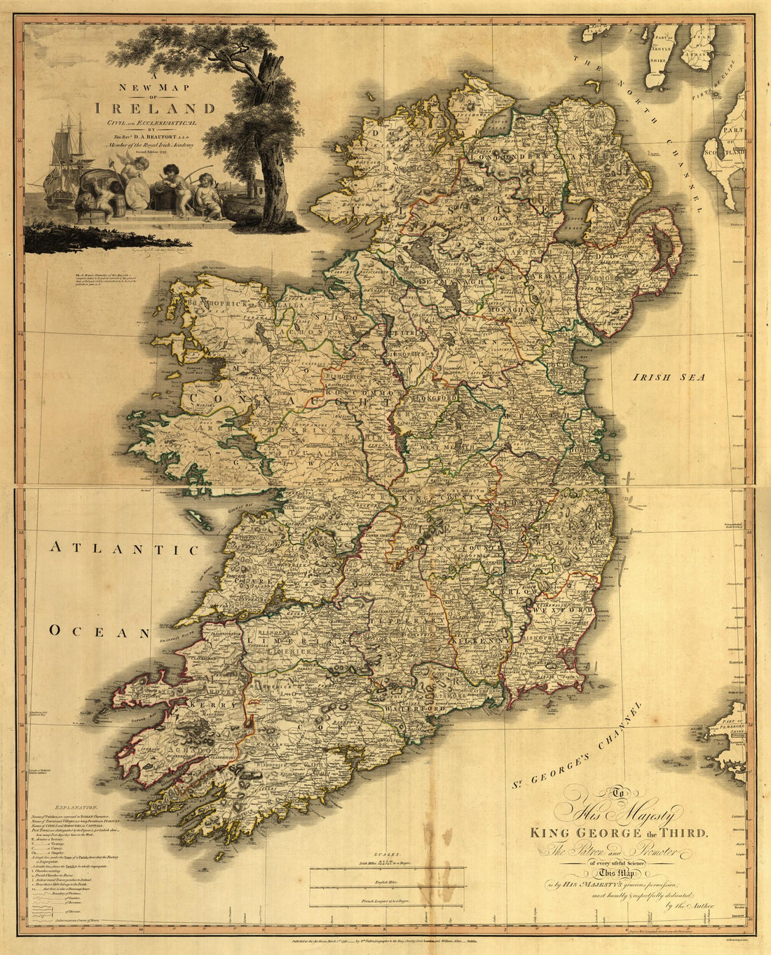 This old map of Memoir of a Map of Ireland from 1797 was created by Daniel Augustus Beaufort, William Faden, Samuel John Neele, W. Allen (Firm) in 1797
