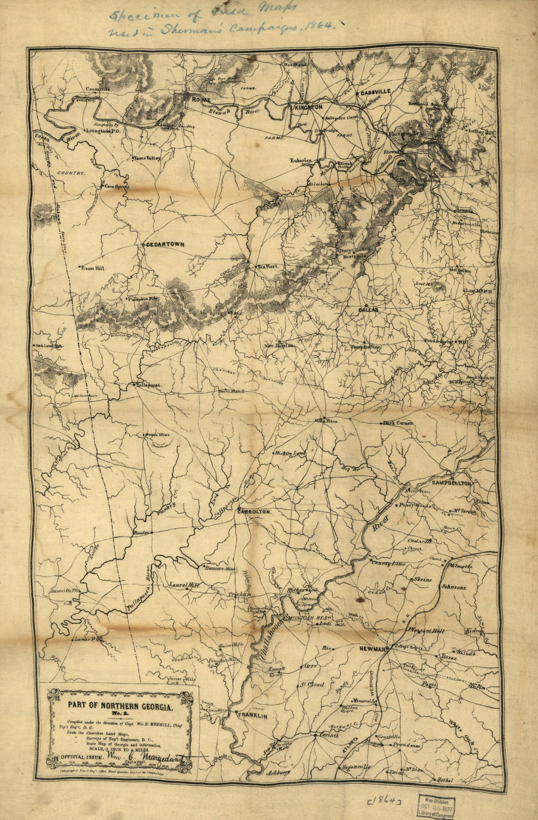 This old map of Part of Northern Georgia : No. 2 from 1864 was created by Wm. C. (William C.) Margedant, W. E. (William Emery) Merrill, United States. Army. Corps of Topographical Engineers in 1864