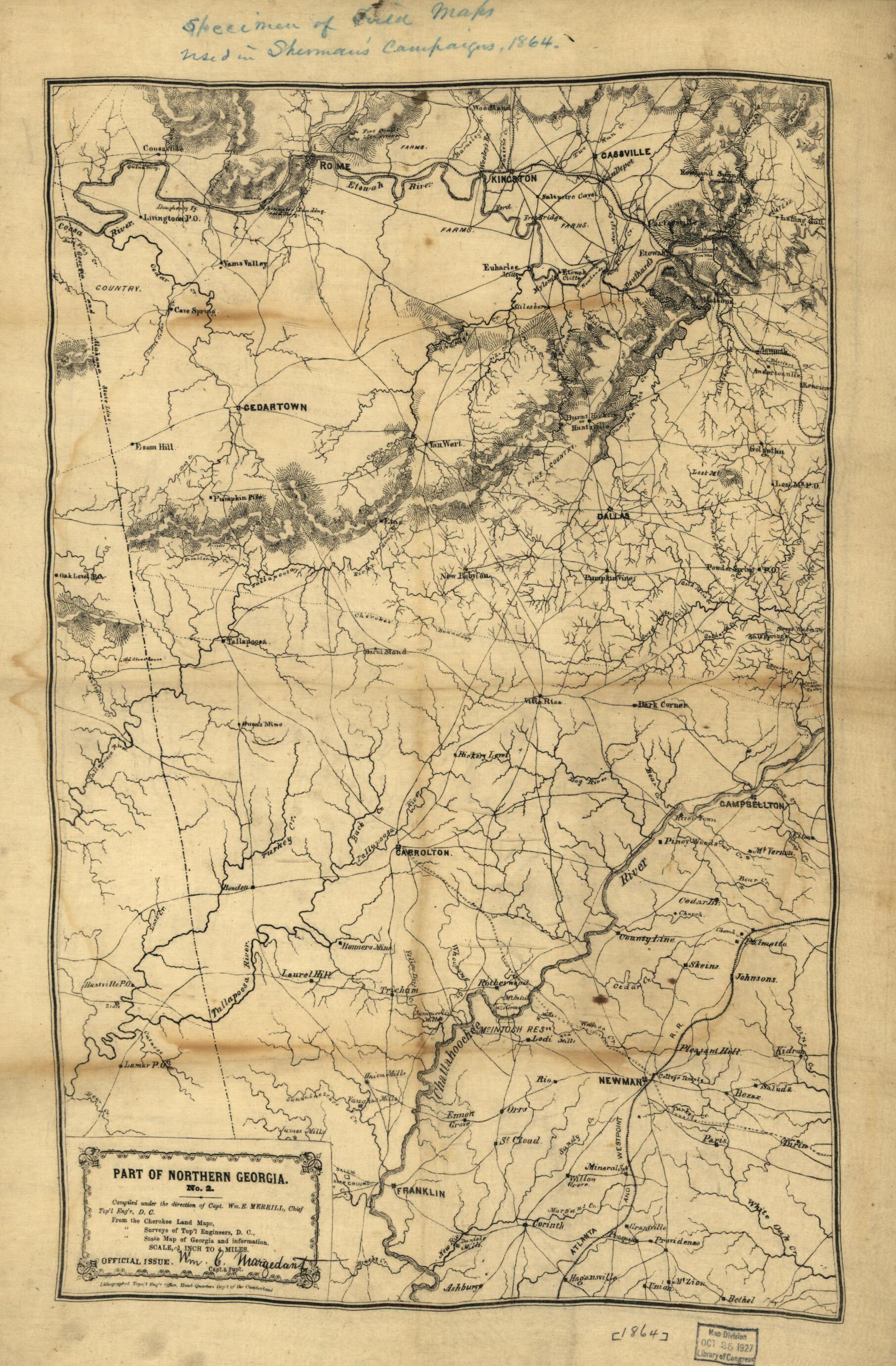 This old map of Part of Northern Georgia : No. 2 from 1864 was created by Wm. C. (William C.) Margedant, W. E. (William Emery) Merrill, United States. Army. Corps of Topographical Engineers in 1864