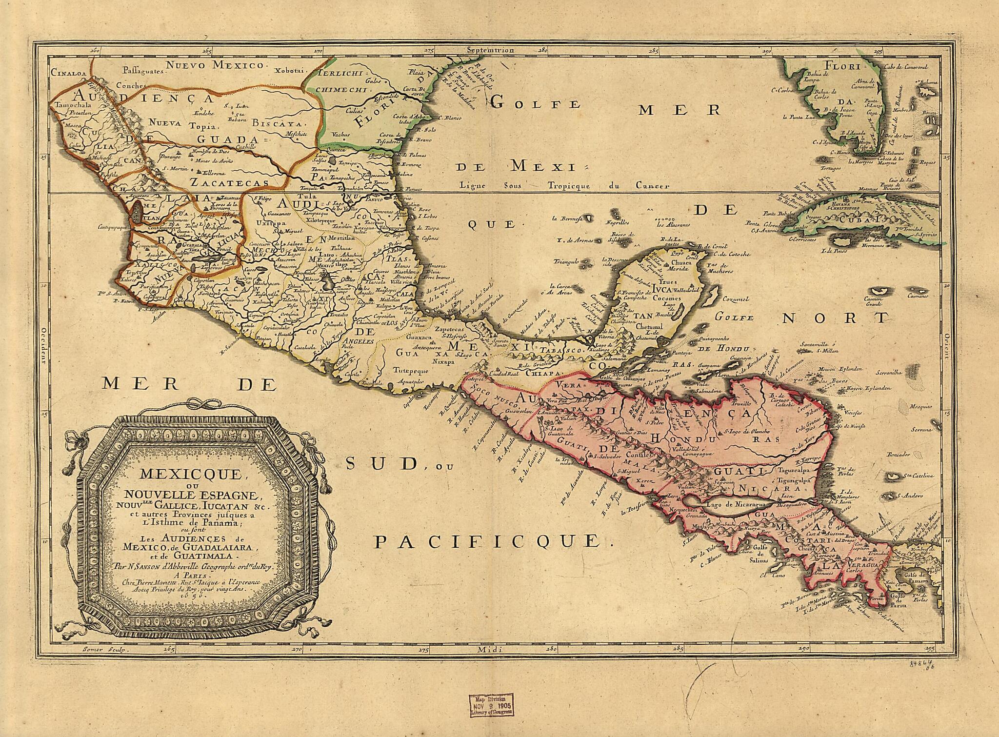 This old map of Mexicque, Ou Nouvelle Espagne, Nouvlle. Gallice, Iucatan &c. : Et Autres Provinces Jusques a L&