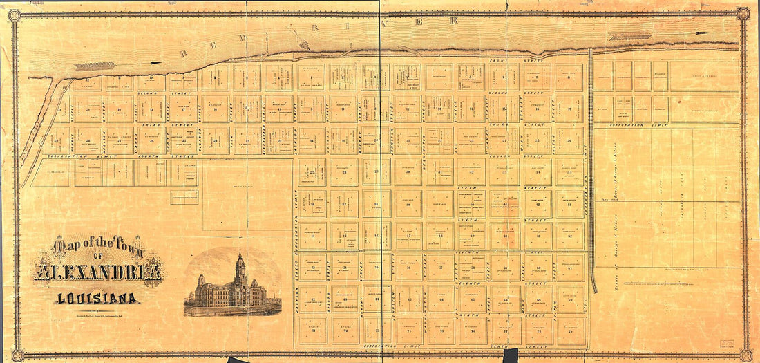 This old map of Map of the Town of Alexandria, Louisiana from 1872 was created by Lith Braden & Burford, R. W. Bringhurst in 1872