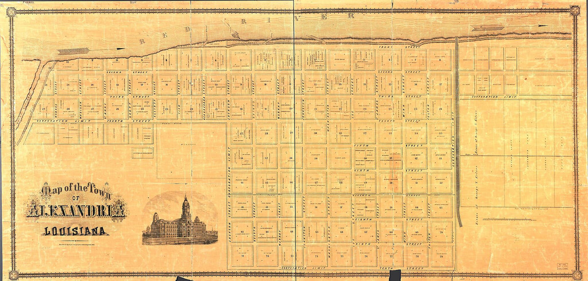 Map of the Town of Alexandria, Louisiana 1872 by Relic Map Company