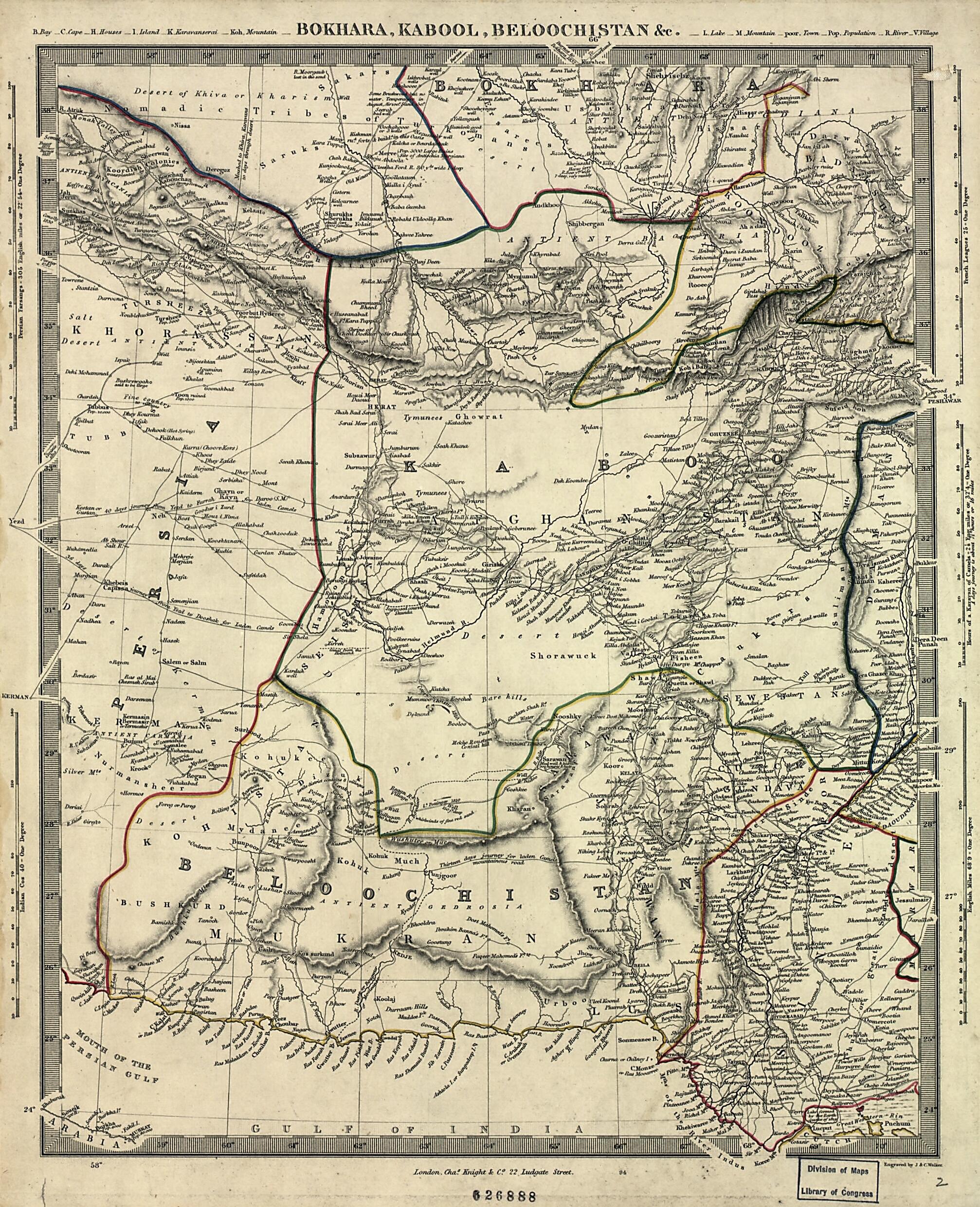 This old map of Bokhara, Kabool, Beloochistan, &c from 1800 was created by Charles Knight & Co, J. & C. Walker (Firm) in 1800