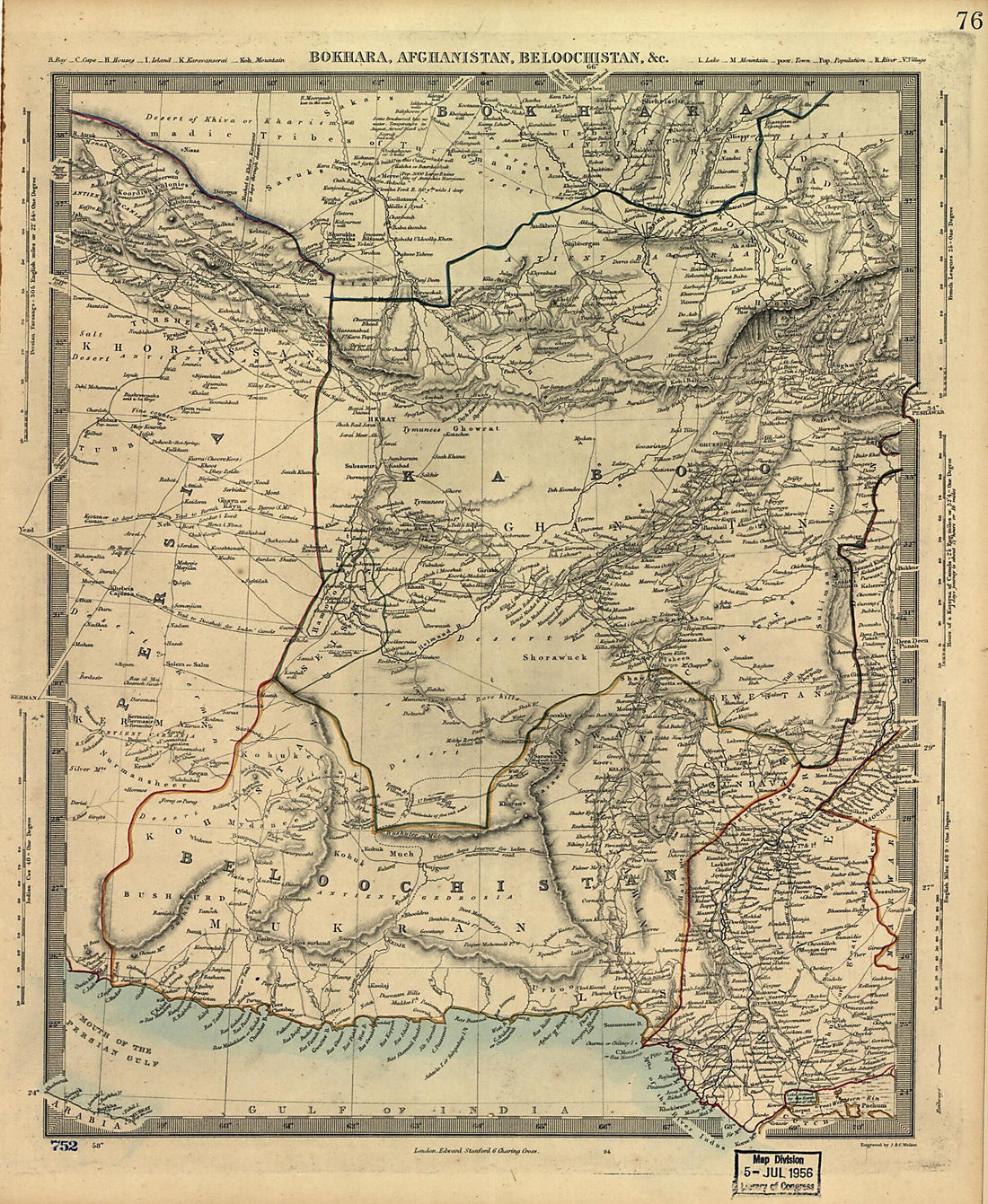 This old map of Bokhara, Afghanistan, Beloochistan, &c from 1800 was created by J. & C. Walker (Firm), Edward Standford in 1800