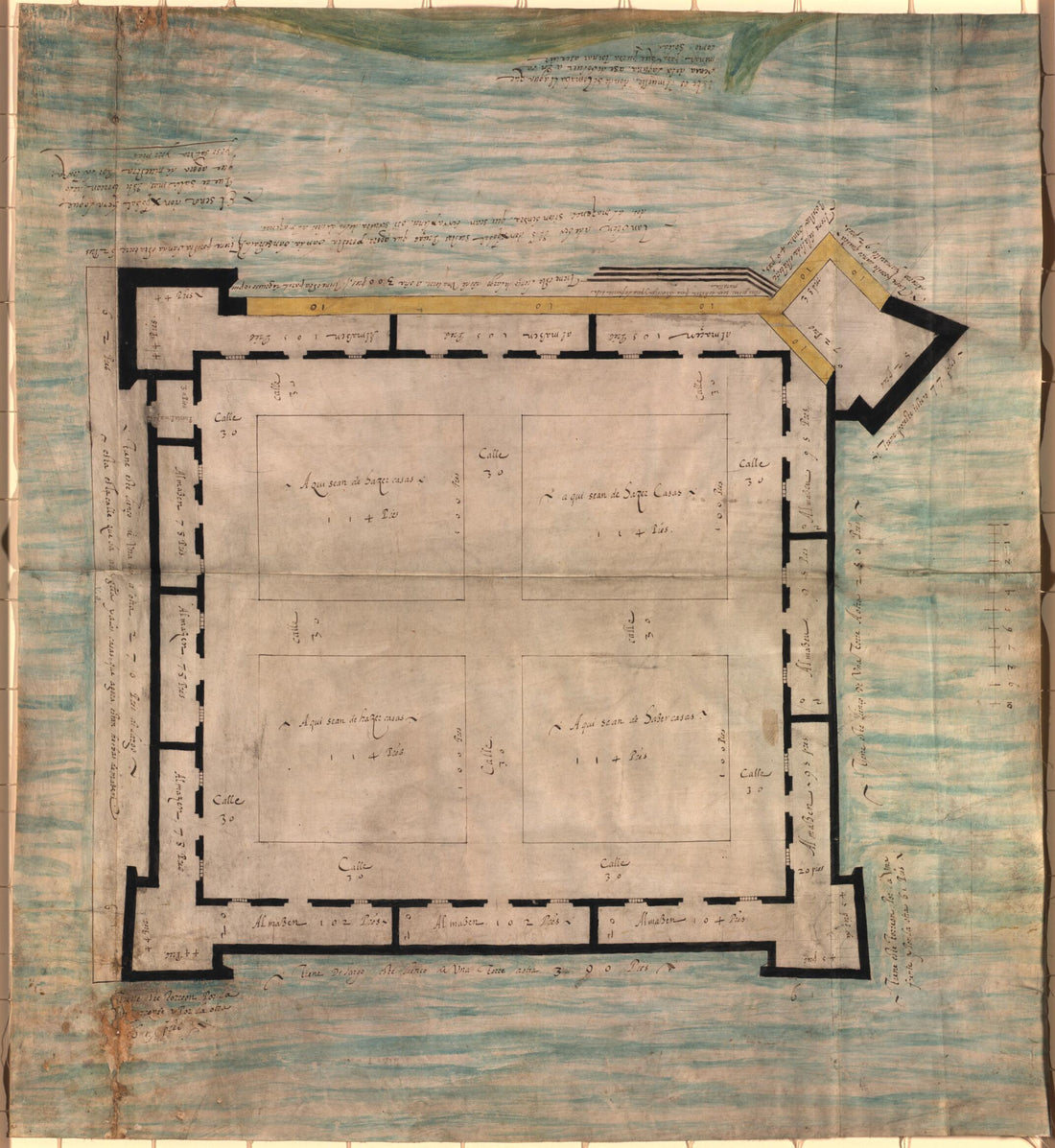 This old map of San Juan De Ulúa from 1570 was created by Cristóbal De Eraso, Hans and Hanni Kraus Sir Francis Drake Collection (Library of Congress) in 1570