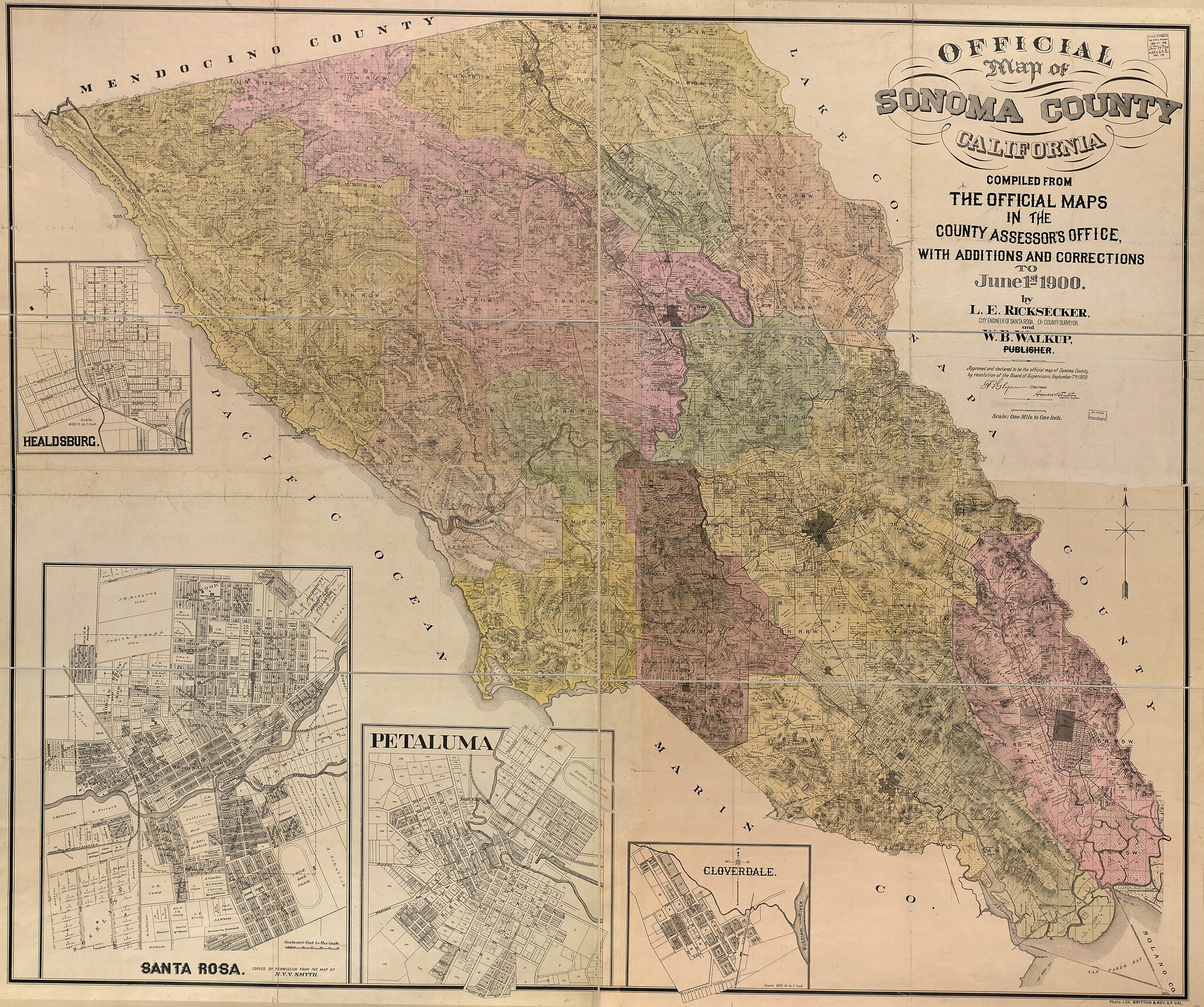 Official Map of Sonoma County, California : Compiled From the Official Maps In the County Assessor&