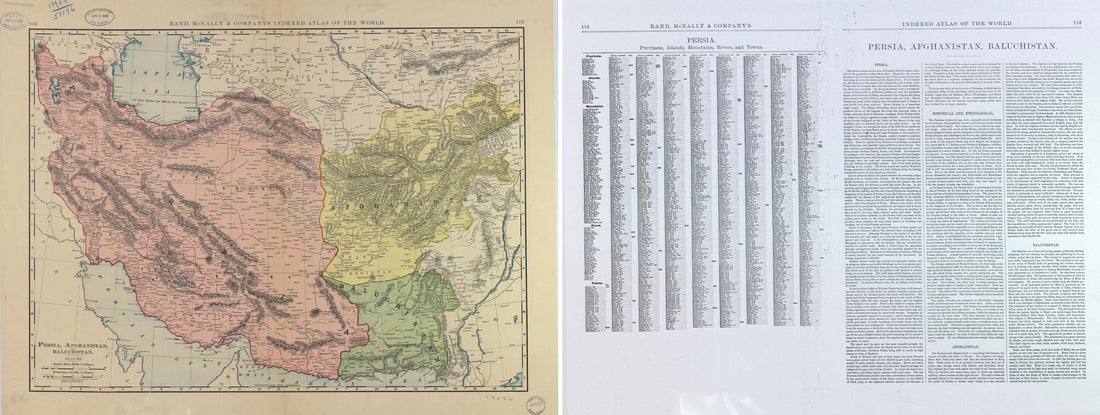 This old map of Persia, Afghanistan and Baluchistan from 1898 was created by Rand McNally and Company in 1898