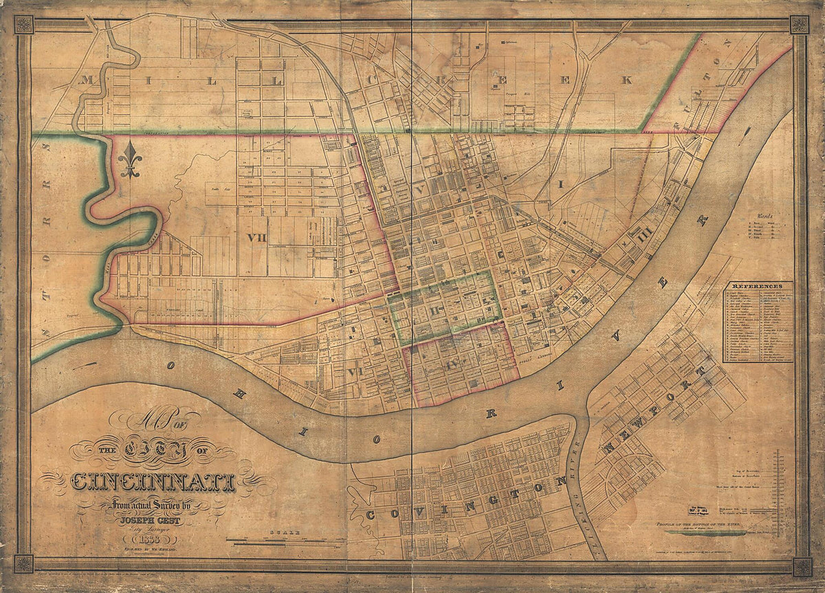Map of the City of Cincinnati 1838 by Relic Map Company