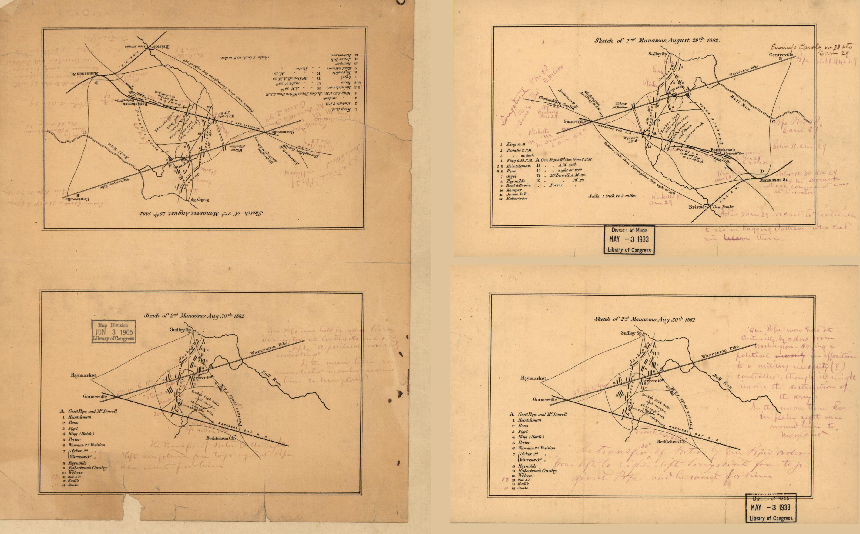 This old map of Sketch of 2nd Manassas, August 29th from 1862 ; Sketch of 2nd Manassas, Aug. 30th, from 1862 was created by in 1862