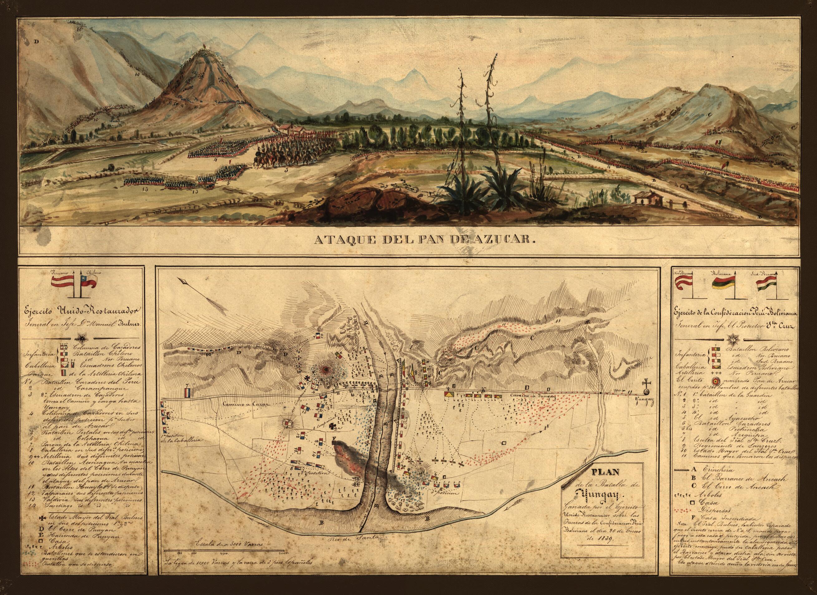 This old map of Restaurador Sobre Las Fuerzas De La Confederación Perú-Boliviano El Dia 20 De Enero De from 1839 was created by in 1839