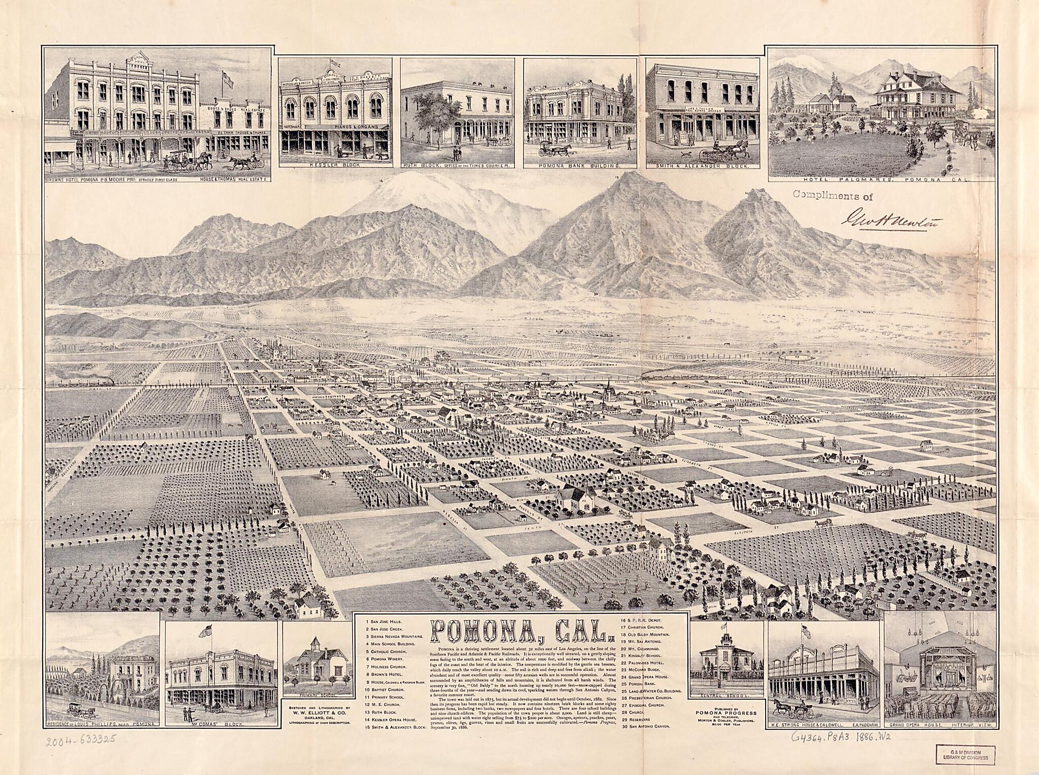 This old map of Pomona,California (Pomona, California) from 1986 was created by W.W. Elliott & Co in 1986