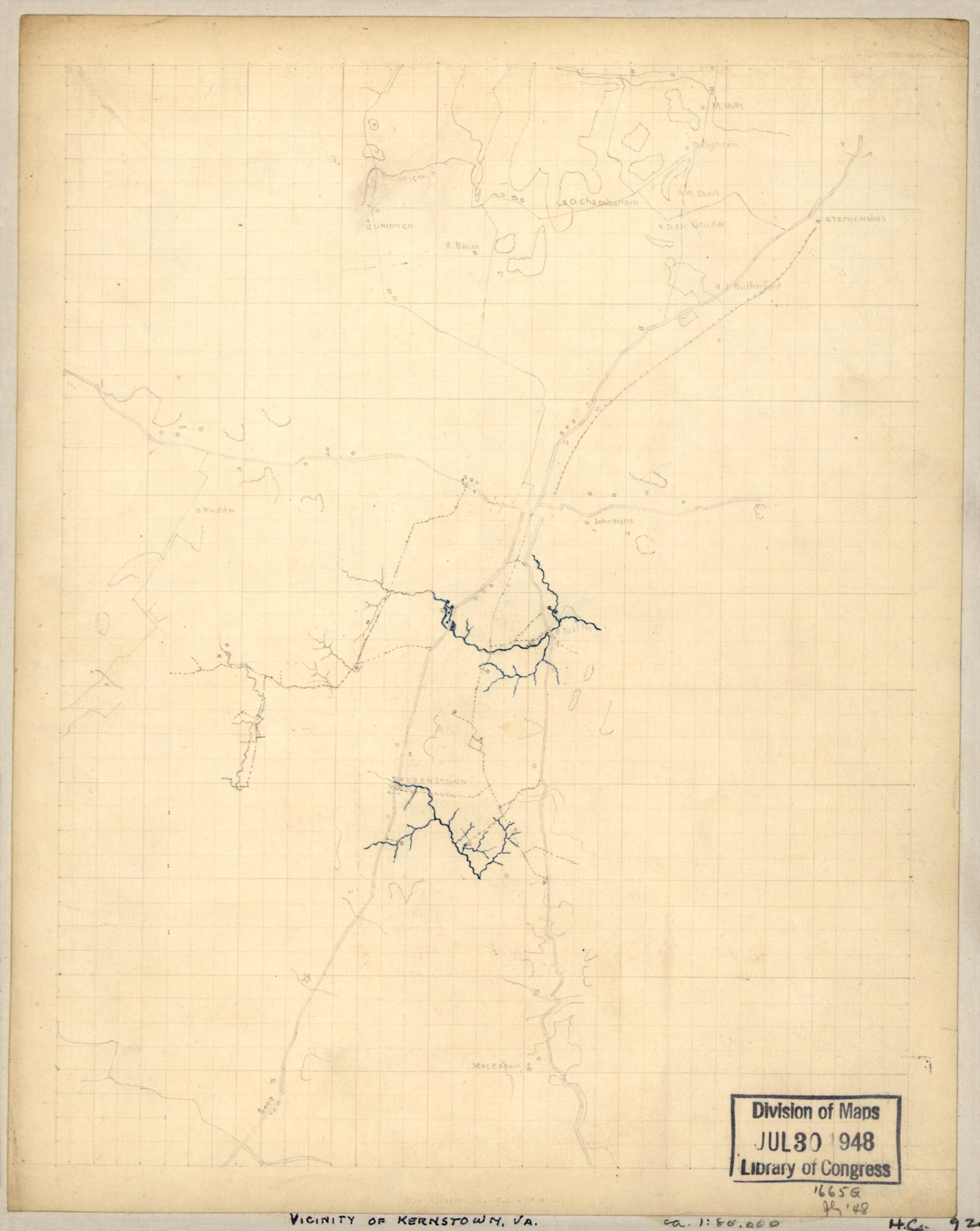 This old map of Sketch of the Vicinity of Kernstown, Va. from 1862 was created by in 1862