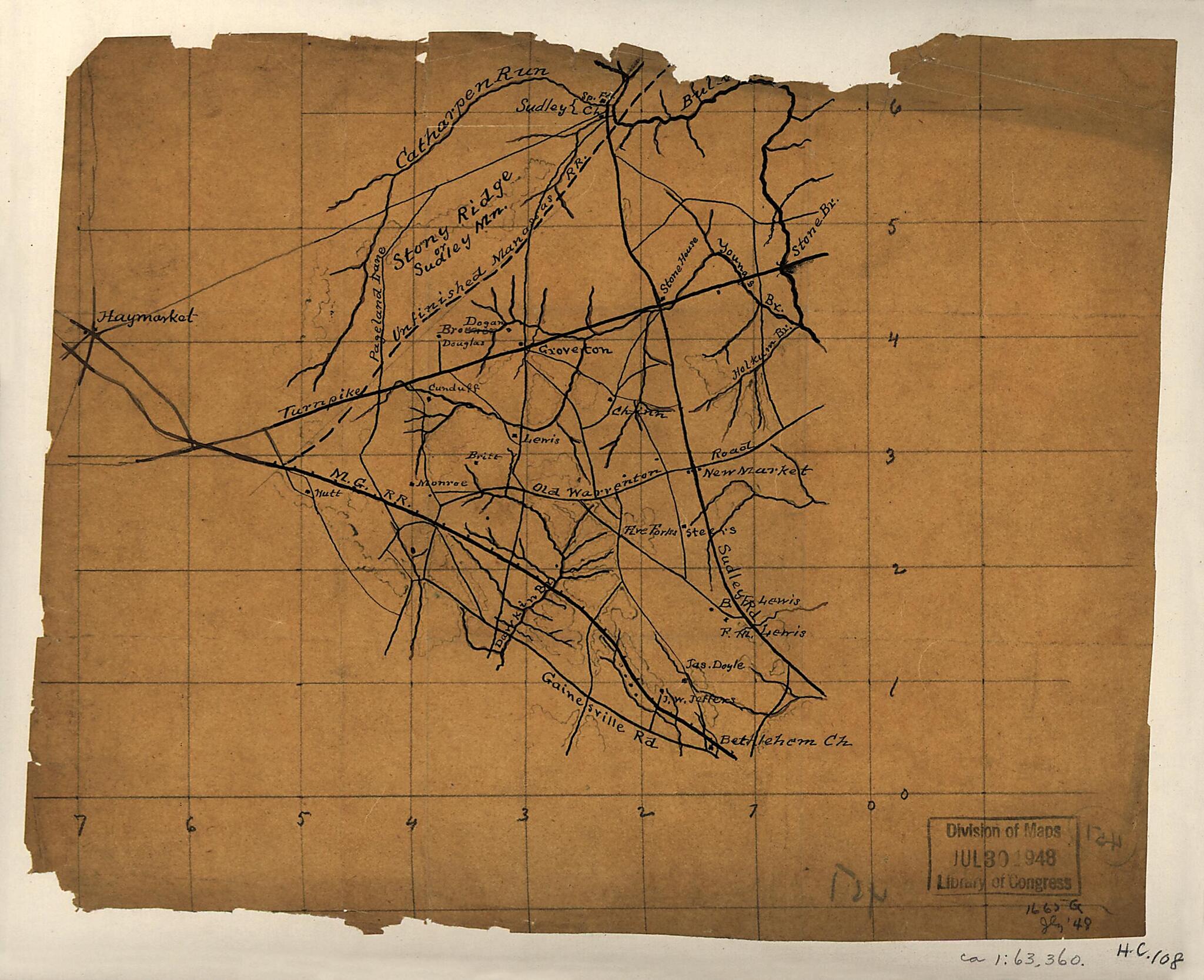 This old map of Sketch of the Manassas Battlefield from 1862 was created by in 1862