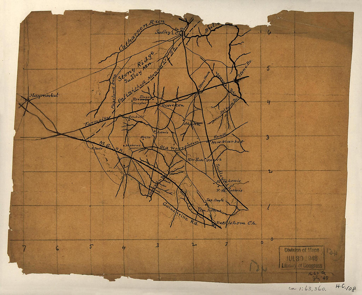 Sketch of the Manassas Battlefield 1862 by Relic Map Company