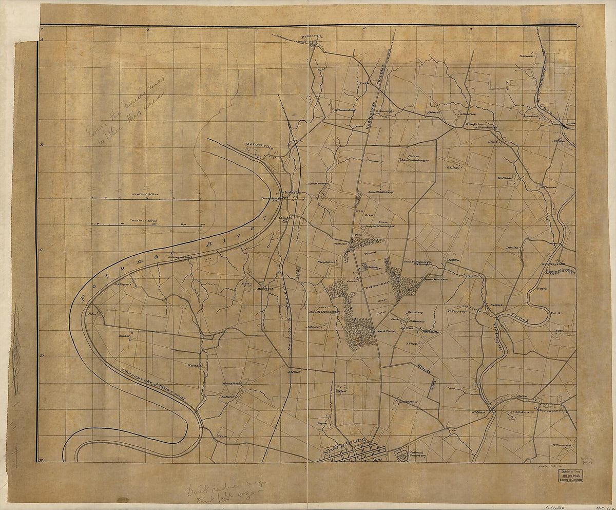 Northwest, Or No. 1 Sheet of Preliminary Map of Antietam (Sharpsburg) Battlefield 1894 by Relic Map Company