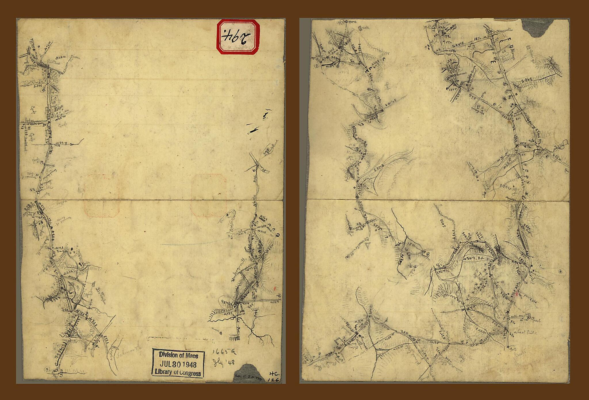 This old map of Sketches of Roads West of Fredericksburg, Va. from 1862 was created by in 1862
