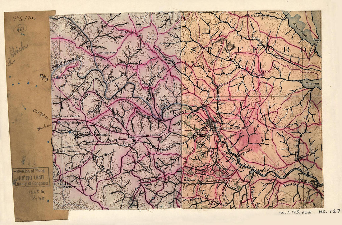 This old map of Map of the Vicinity of Fredericksburg, Va. from 1862 was created by Geological Survey (U.S.) in 1862