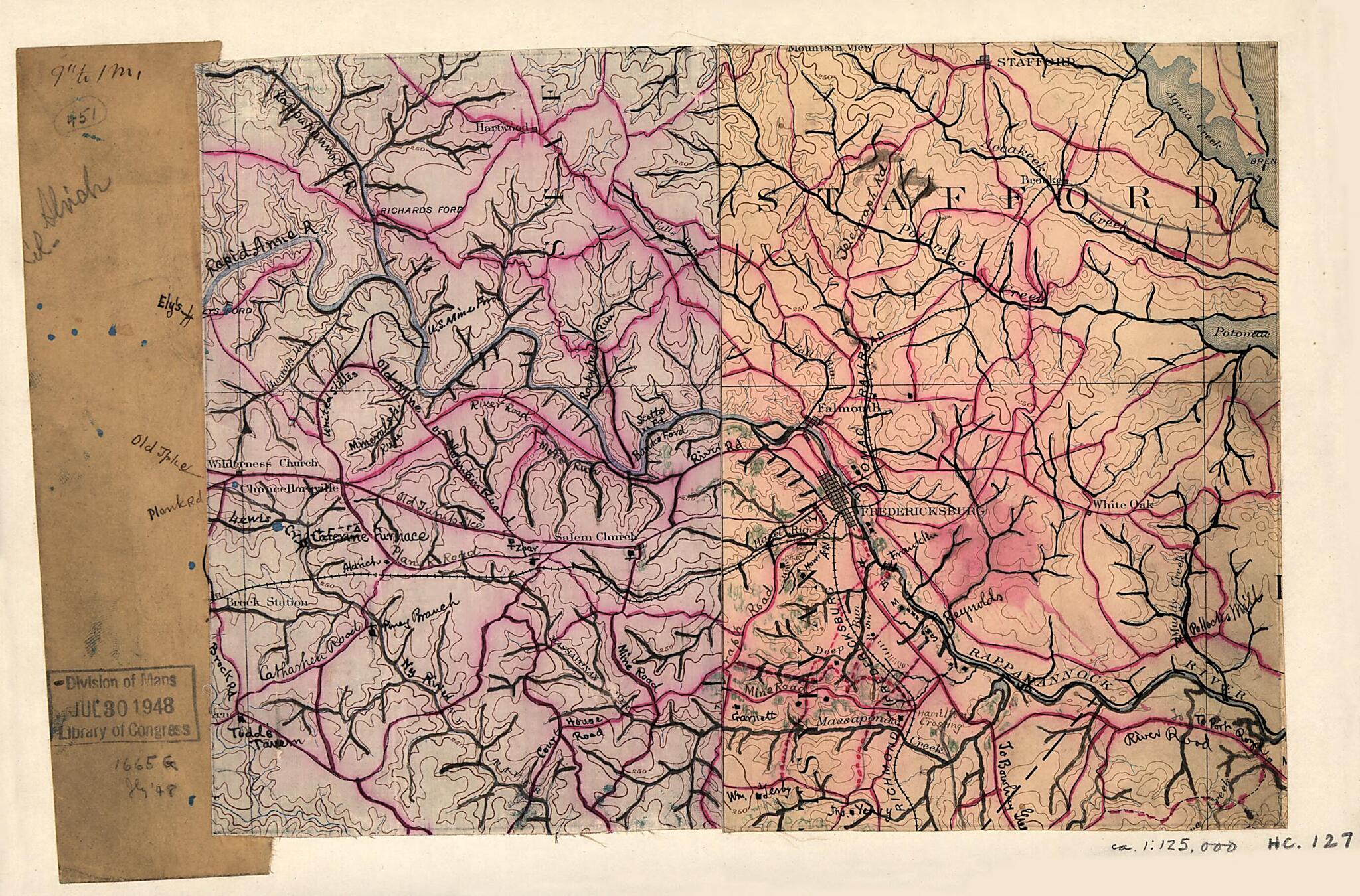This old map of Map of the Vicinity of Fredericksburg, Va. from 1862 was created by Geological Survey (U.S.) in 1862