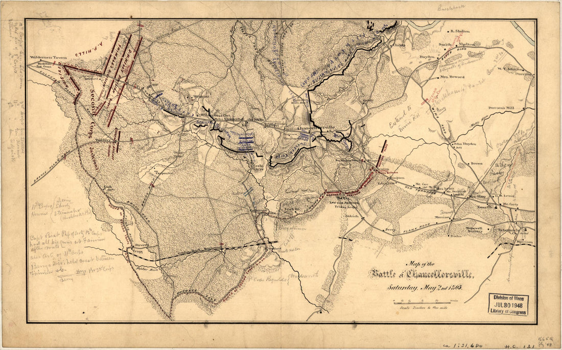 This old map of Map of the Battle of Chancellorsville, Saturday, May 2nd from 1863 was created by in 1863