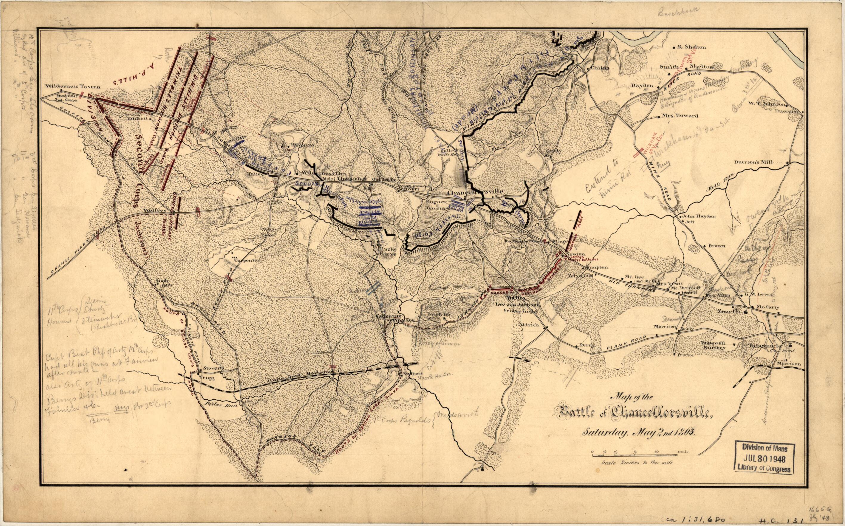 Map of the Battle of Chancellorsville, Saturday, May 2nd 1863 by Relic Map Company