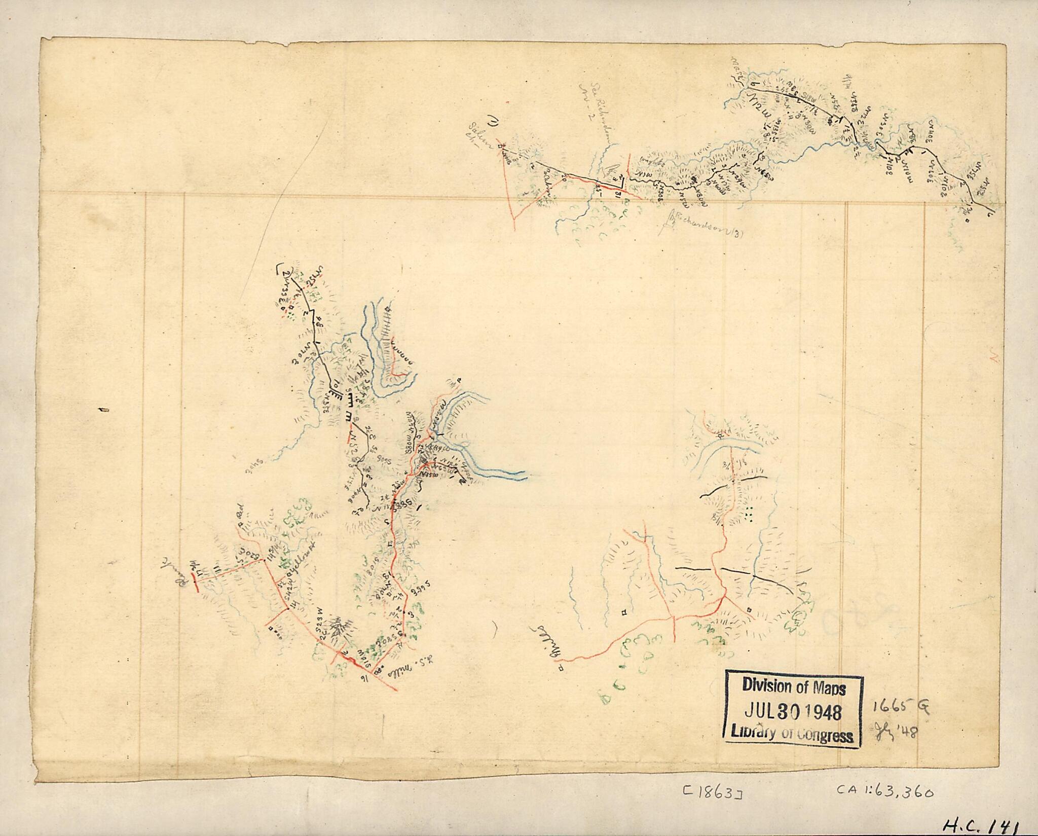 This old map of Three Sketches On One Sheet of Fortifications, Roads and Streams In the Vicinity of Salem Church and Banks Ford In the Battle of Chancellorsville, May from 1863 was created by in 1863