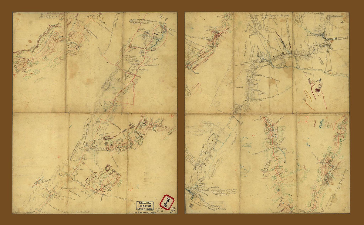 Sketches of Roads In the Shenandoah Valley Between Winchester and Woodstock, Virginia 1863 by Relic Map Company