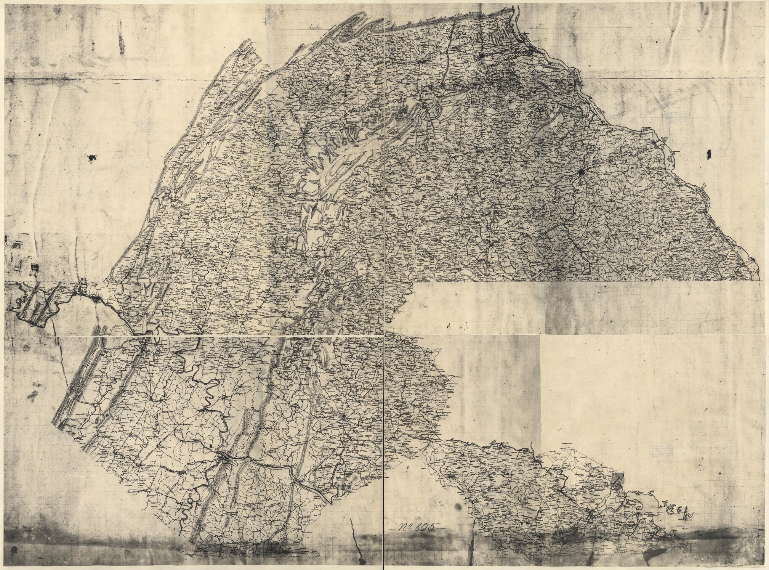 Map of Parts of Pennsylvania, Maryland, and Virginia Covering Areas From Harrisburg to Leesburg, and From Hancock to Baltimore in 1863 by Relic Map Company