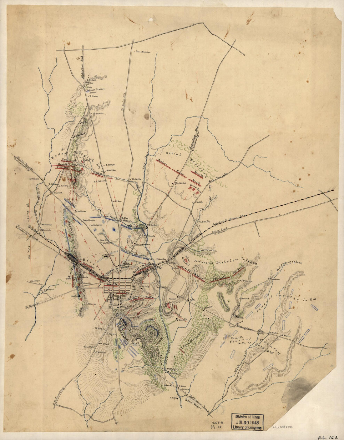 This old map of Sketch of the Battlefield of Gettysburg, July 1st and 2nd, from 1863 was created by in 1863
