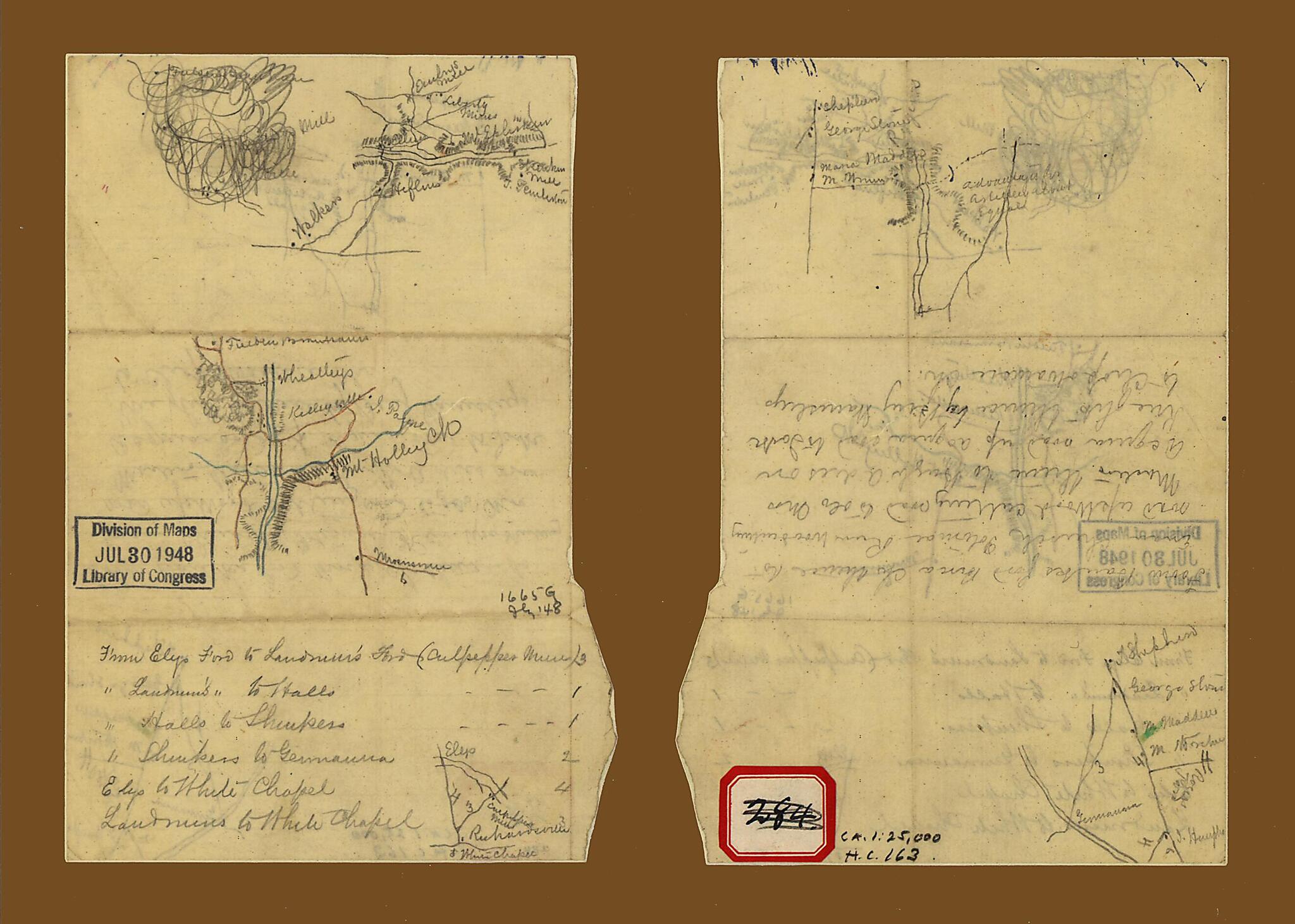 This old map of Five Sketches On One Sheet of Areas In Culpeper County, Virginia, In the Vicinity of Liberty Mills, Germanna, Ely&