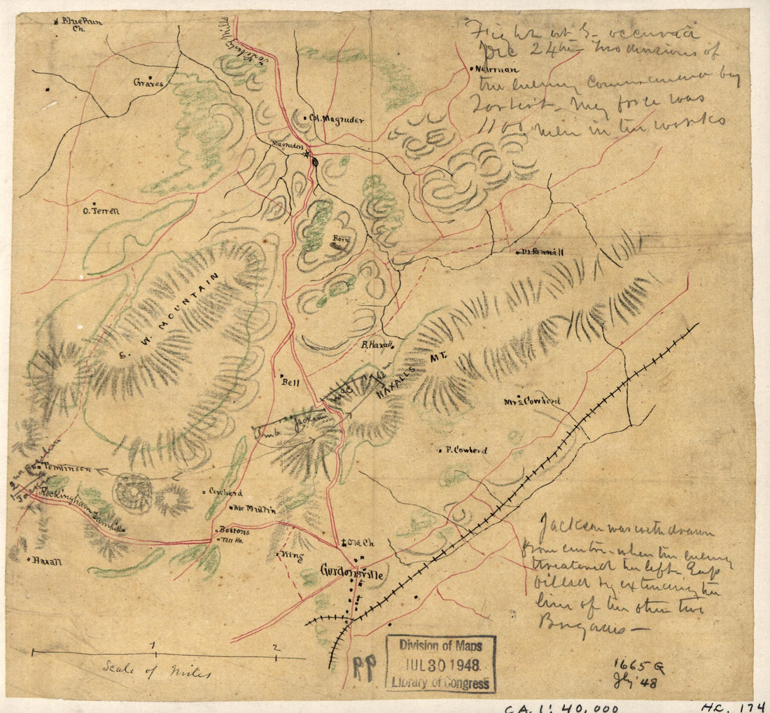This old map of Sketch of the Cavalry Engagement of General Lomax Near Gordonsville, Virginia, Dec. 24th, from 1864 was created by in 1864