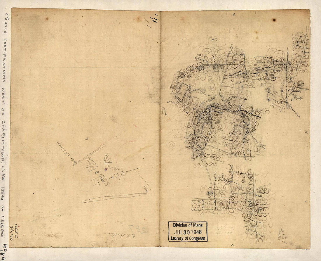 This old map of Sketch of the Region West of Charlestown, West Virginia, Showing Fortifications from 1864 was created by in 1864