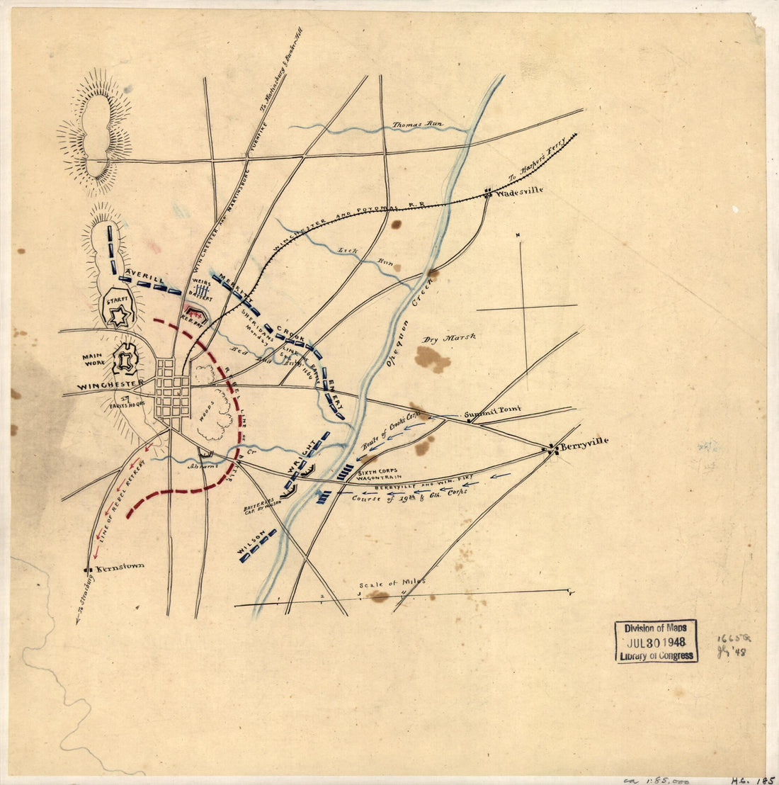 This old map of Sketch of the Battle of Winchester, September 19, from 1864 was created by in 1864