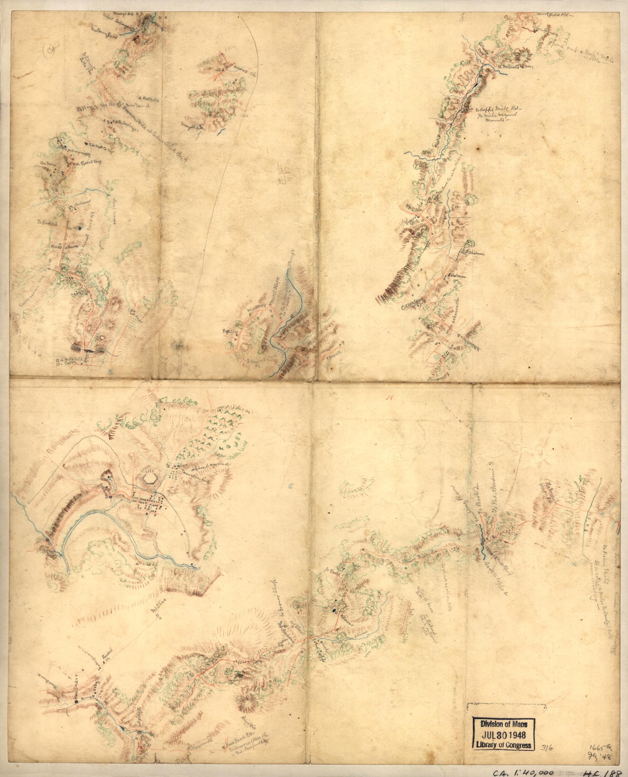 This old map of Five Sketches Along the Valley Pike In the Vicinity of Fishers Hill, Strasburg, Cottontown, Mount Hope, Toms Brook, Etc. from 1860 was created by in 1860