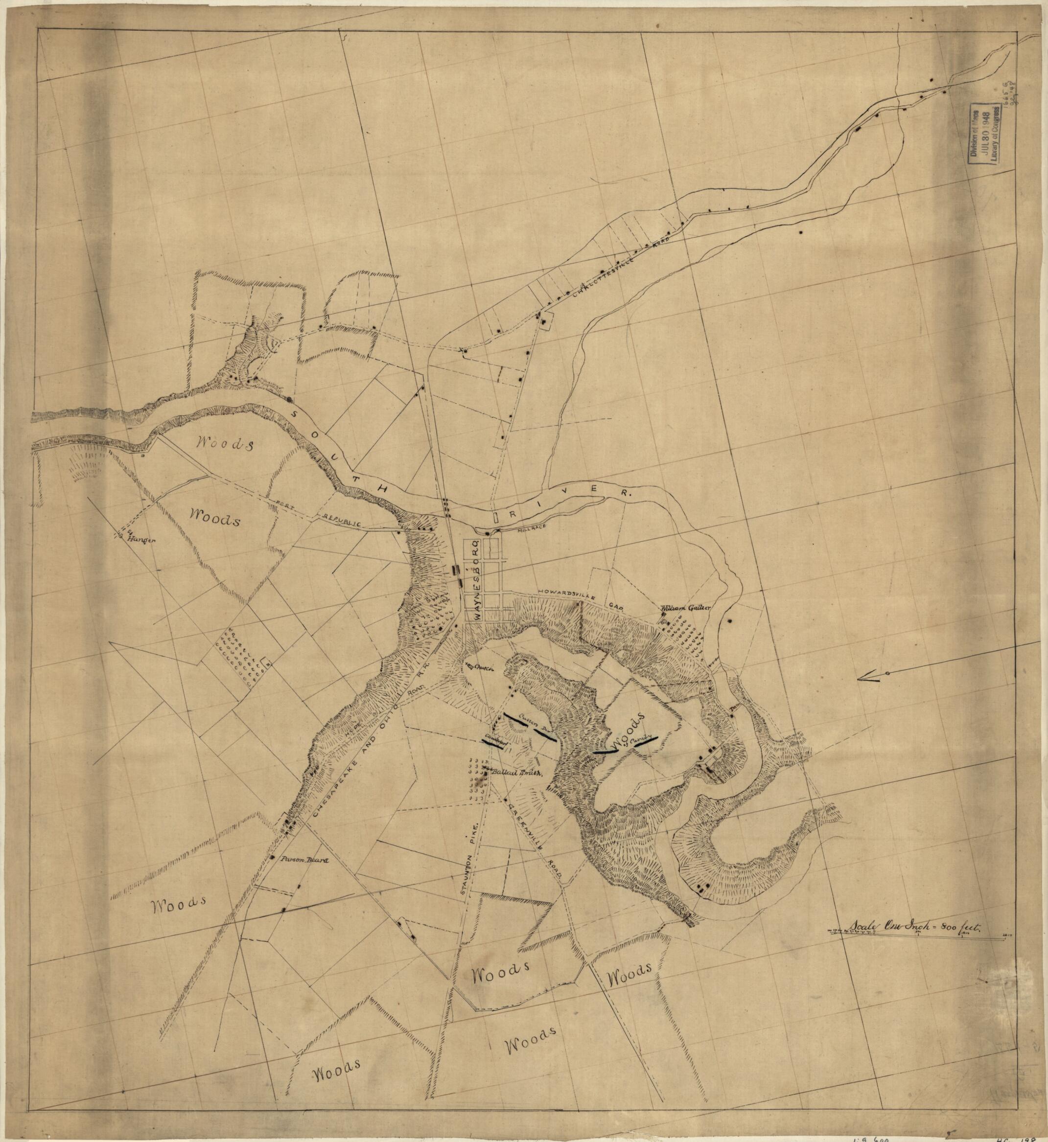 This old map of Preliminary Map of the Battlefield of Waynesboro, Virginia, March 2, from 1865 was created by in 1865