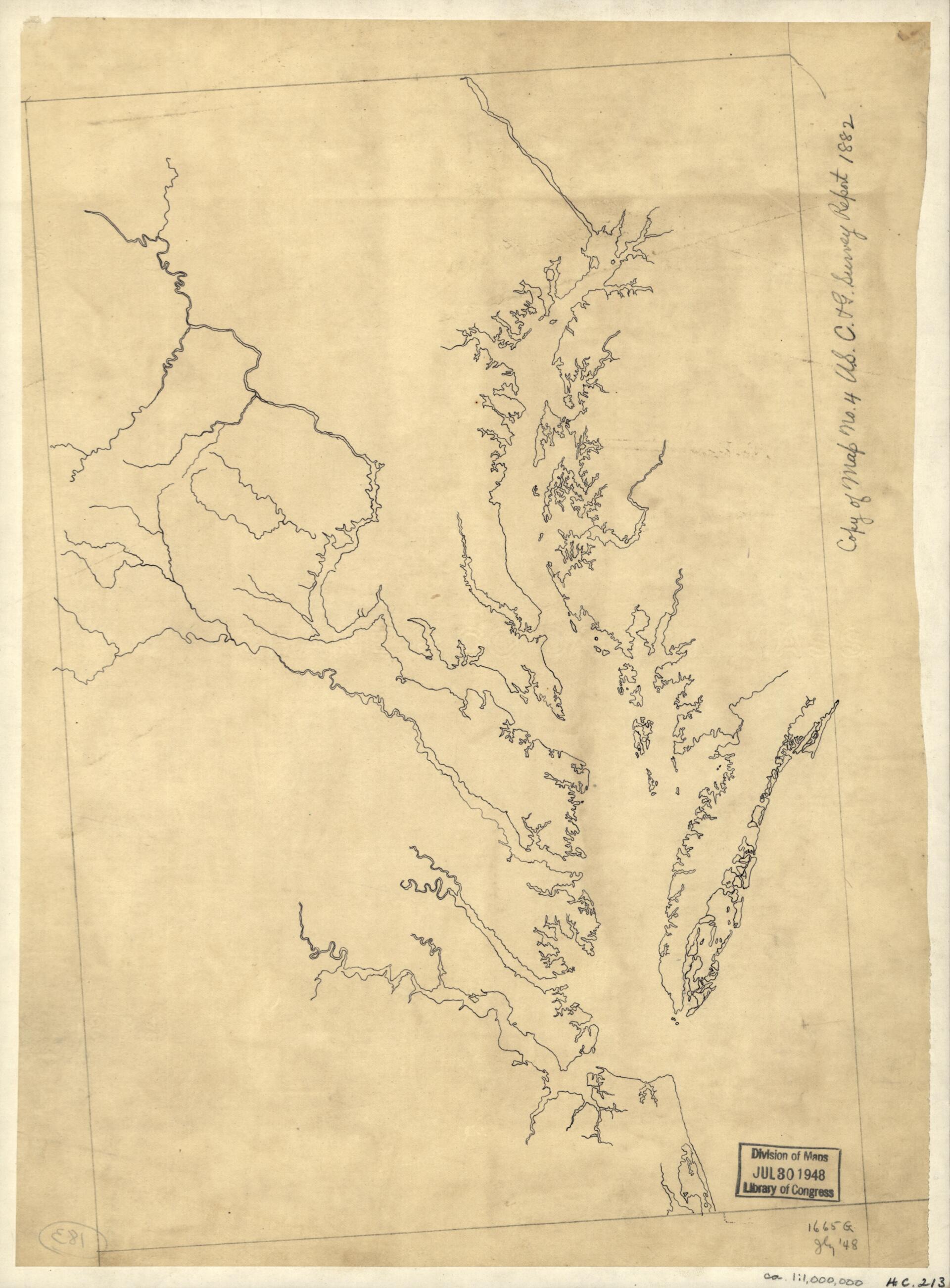 This old map of Outline Map of Eastern Virginia and the Chesapeake Bay Region from 1882 was created by U.S. Coast and Geodetic Survey in 1882