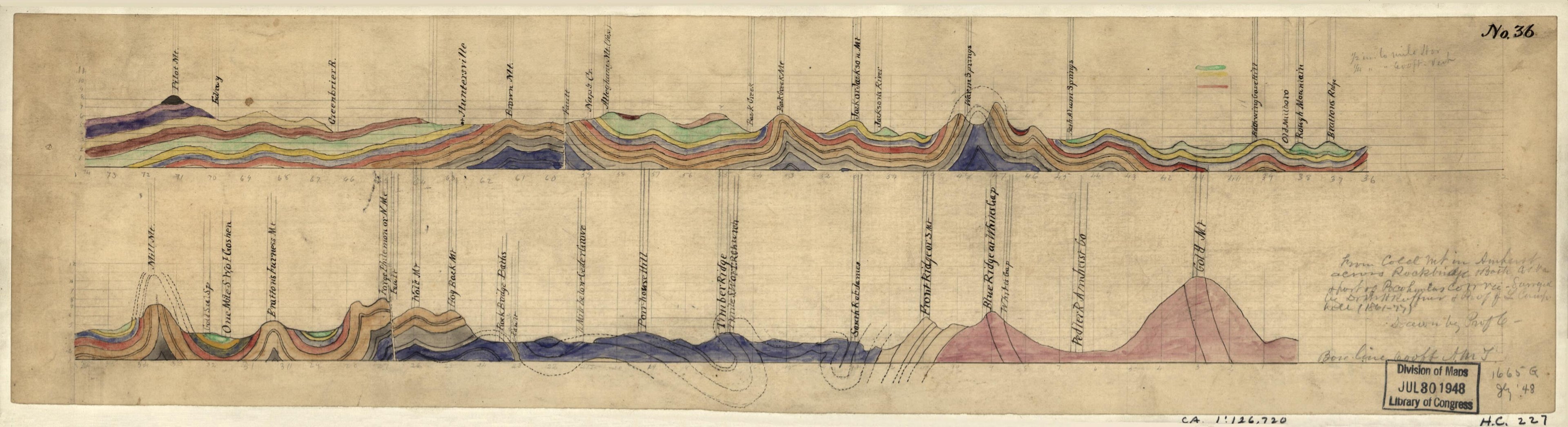 This old map of From Cold Mt. In Amherst Across Rockbridge & Bath Cos., Va. & Part of Pocahontas Co., W. Va. (From Cold Mountain In Amherst Across Rockbridge and Bath Counties, Virginia, and Part of Pocahontas County, West Virginia) from 1861 was created